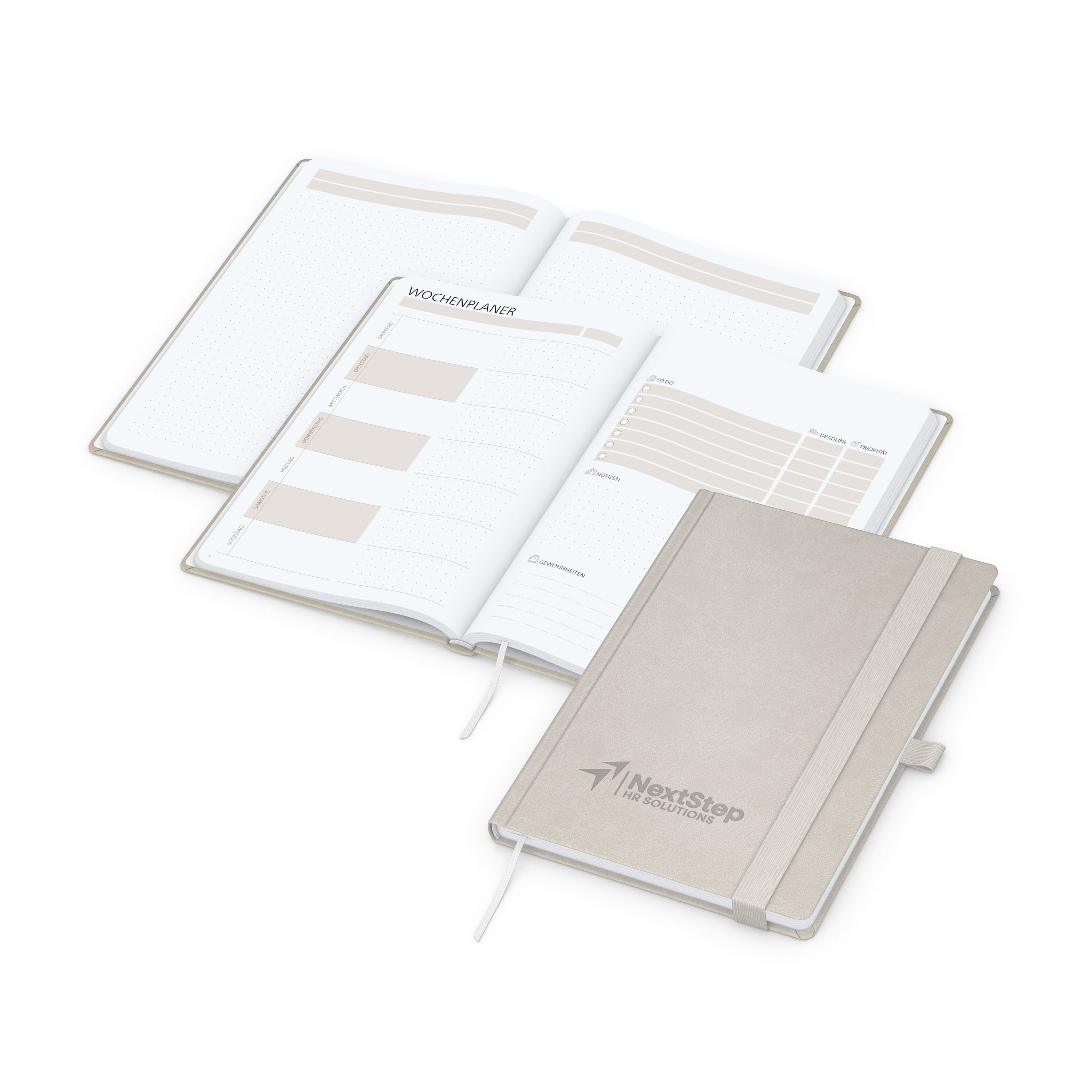 Notizbuch orgaLine Mainbook, White, steingrau-847