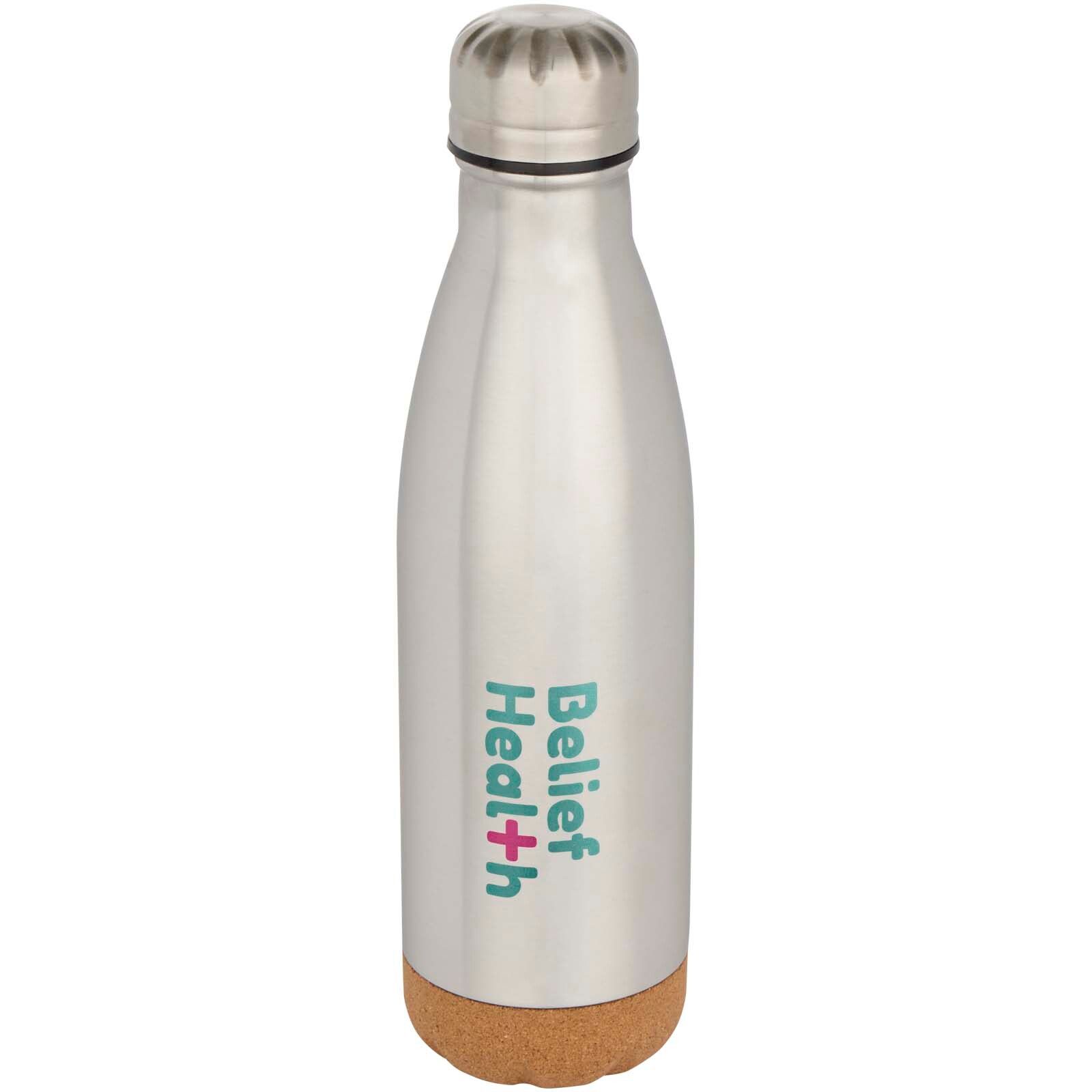Cove 500 ml doppelwandige, vakuumisolierte Trinkflasche aus Edelstahl mit Korkdetails - mattsilber-224