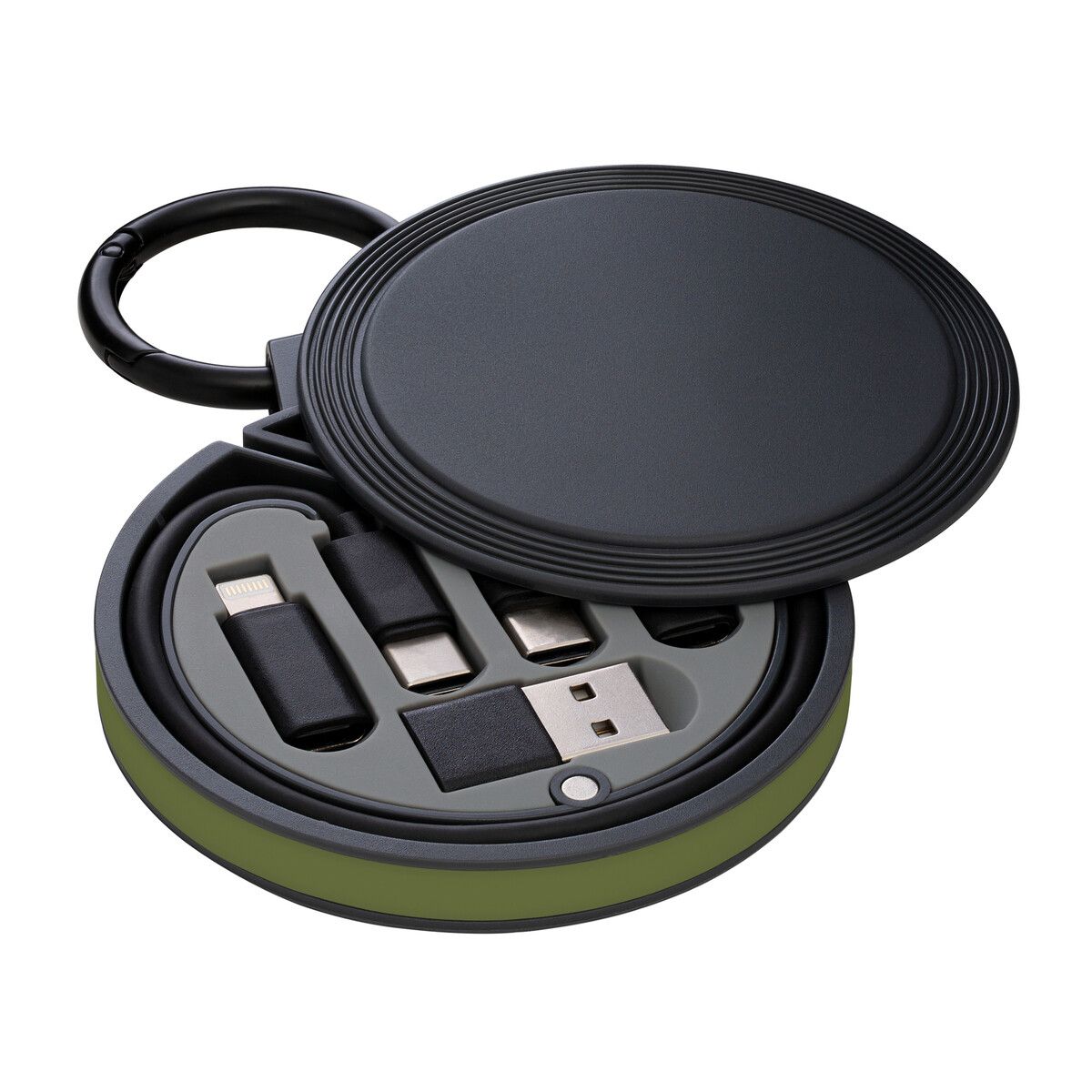 6-in-1 Ladekabel myCONVERTICS mit Ring - schwarz - olivgrün-935