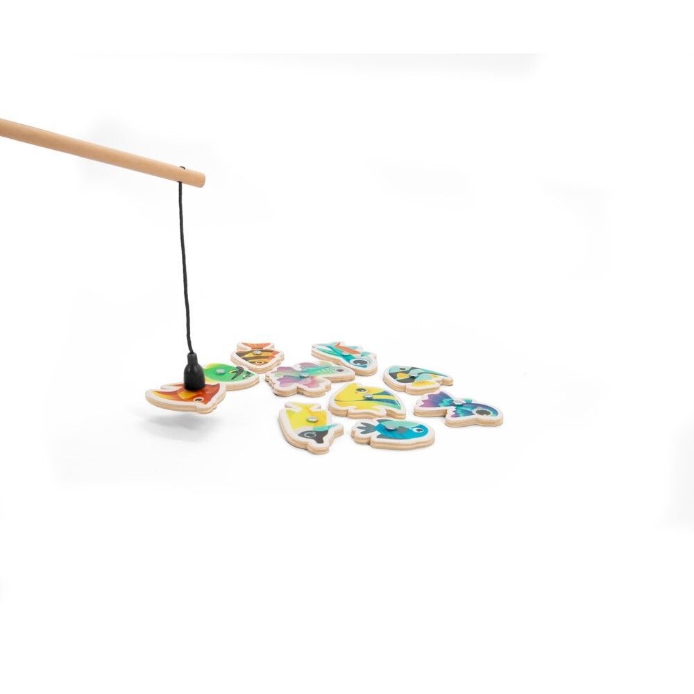 FISHY Angelspiel mit 10 Holzfischen, ideal für Kinder - natur-181