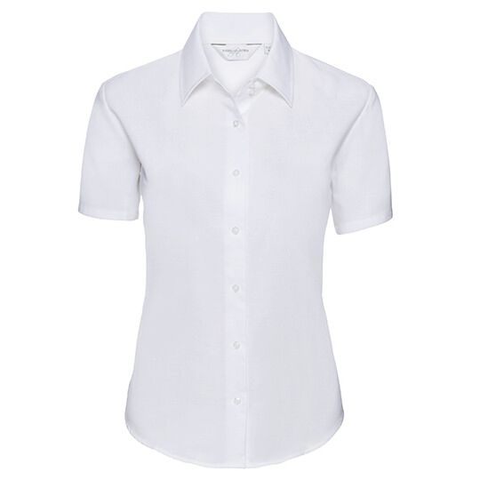 Ladies' Short Sleeve Tailored Oxford Shirt - white-372