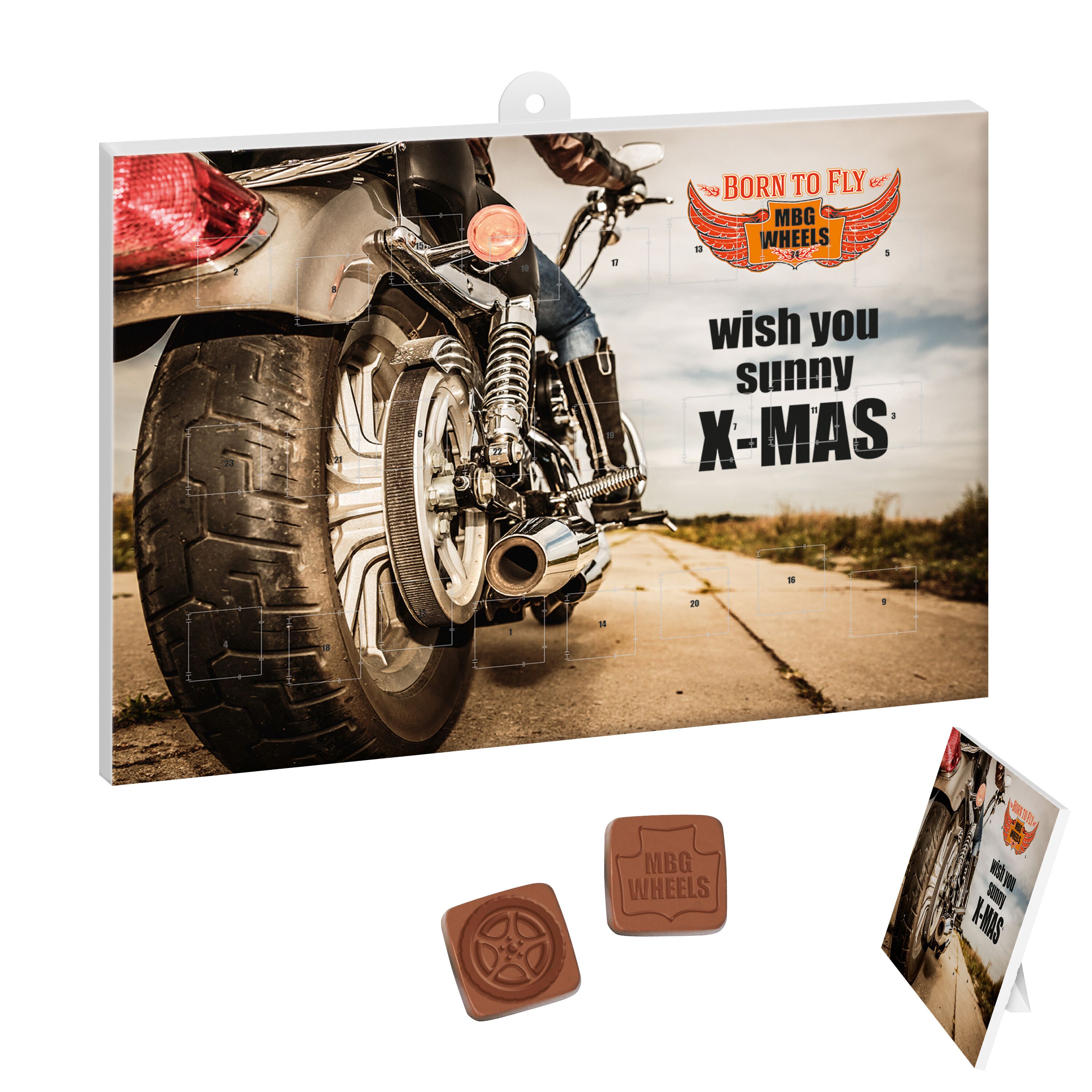 Adventskalender mit 1, 24 personalisierten Schoko-Formen-422