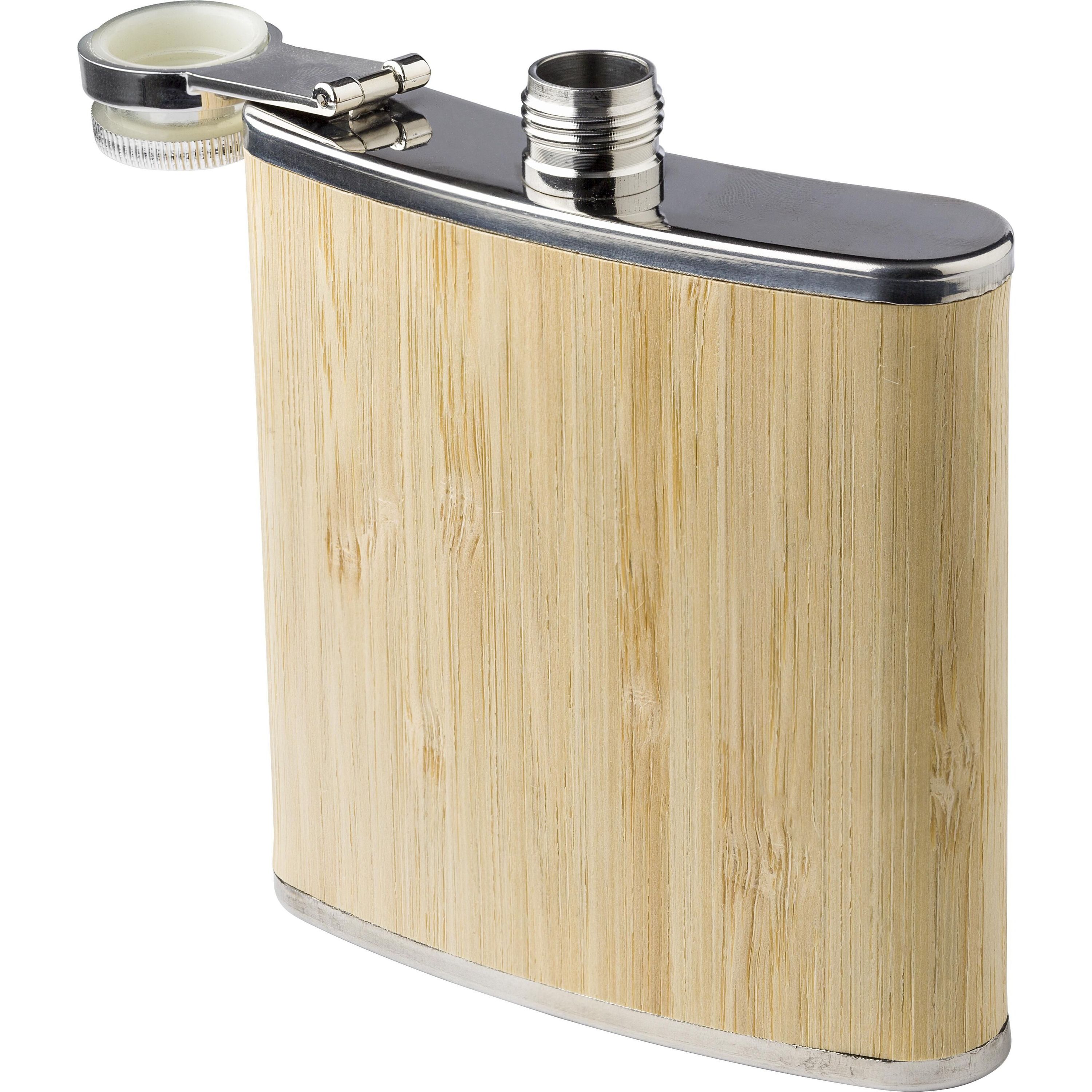Flachmann aus Edelstahl und Bambus Hayden - braun-979