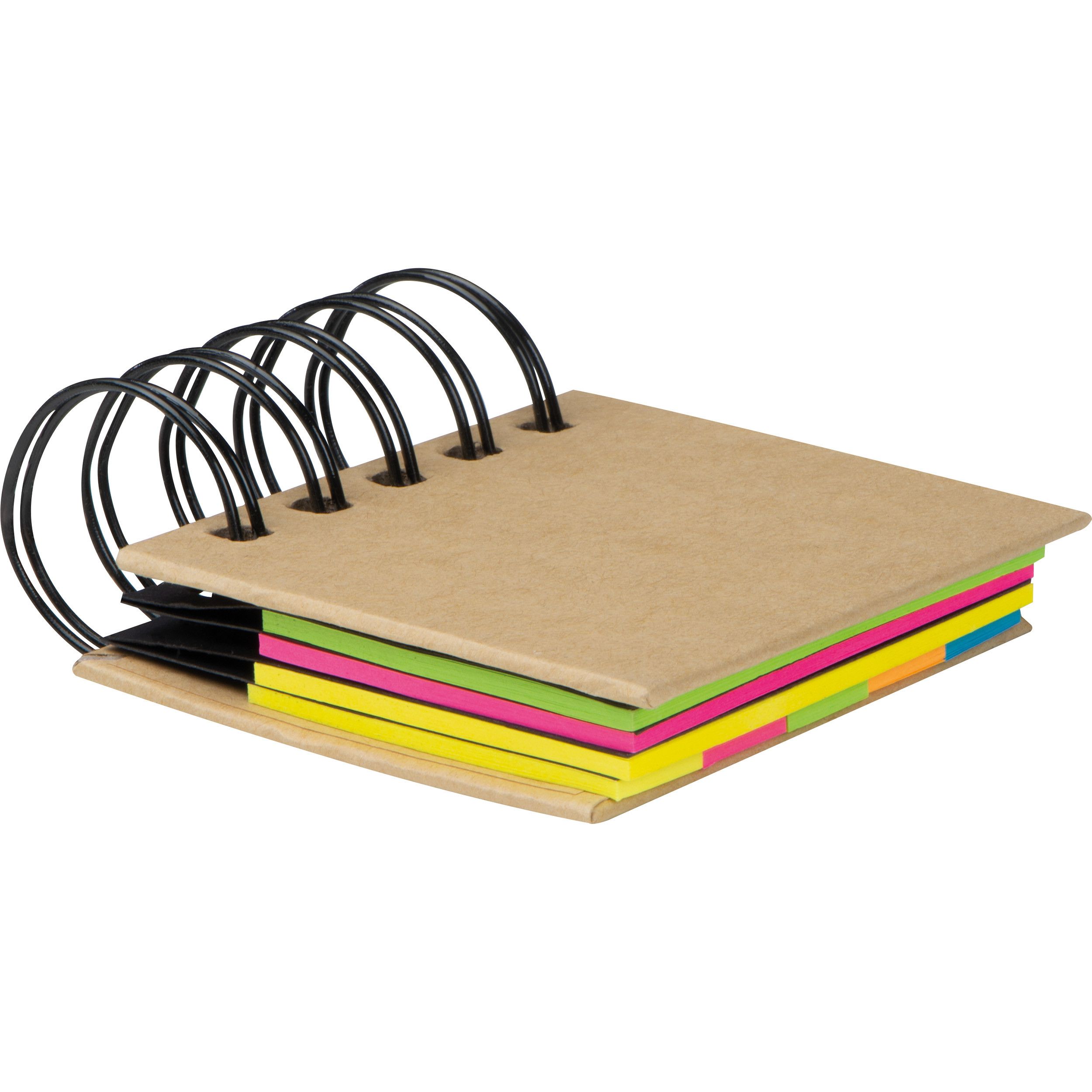 Kleines Ringbuch mit Haftmarkerstreifen und Haftnotizen - braun-625