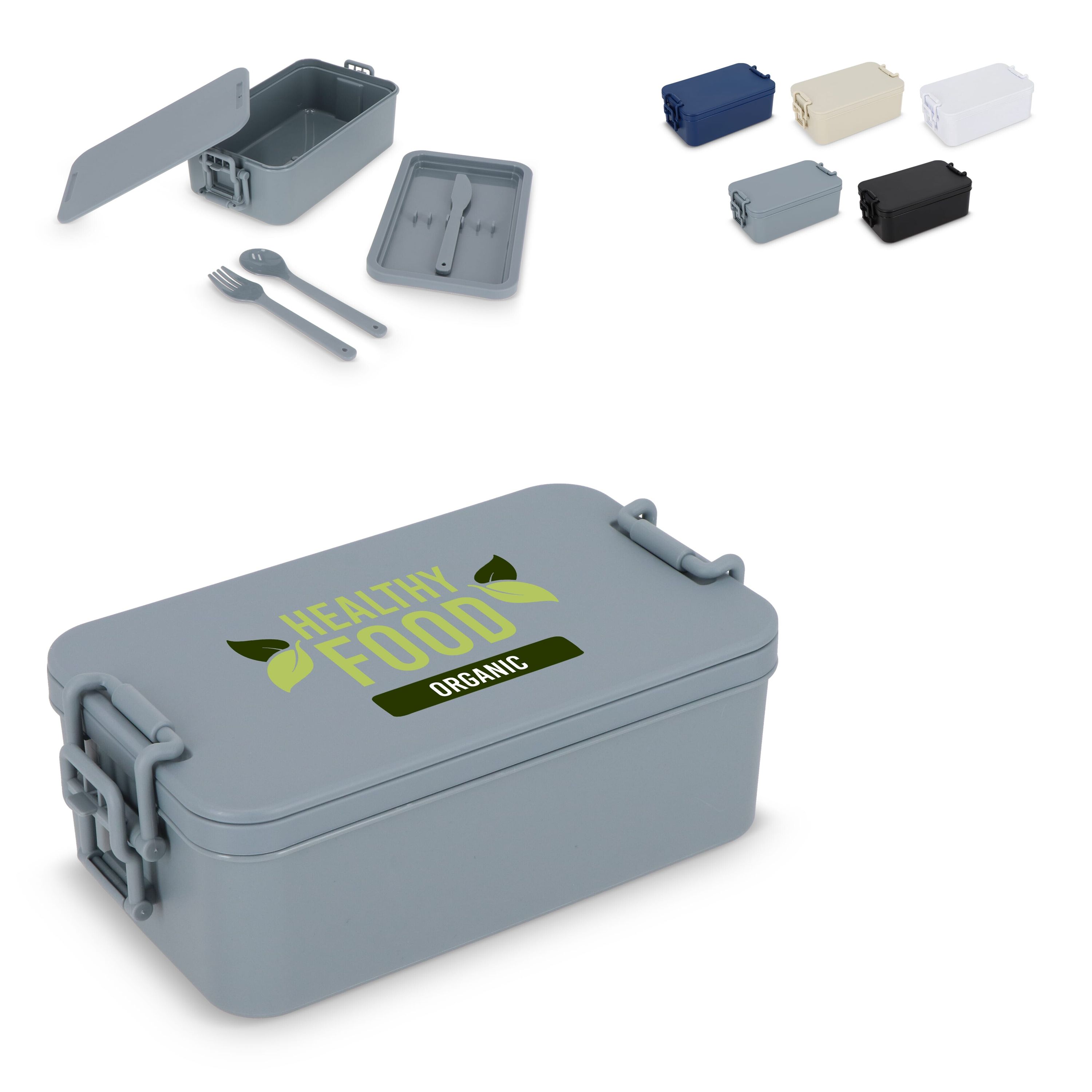 Doppelte Lunchbox mit Besteck - dunkelblau-35