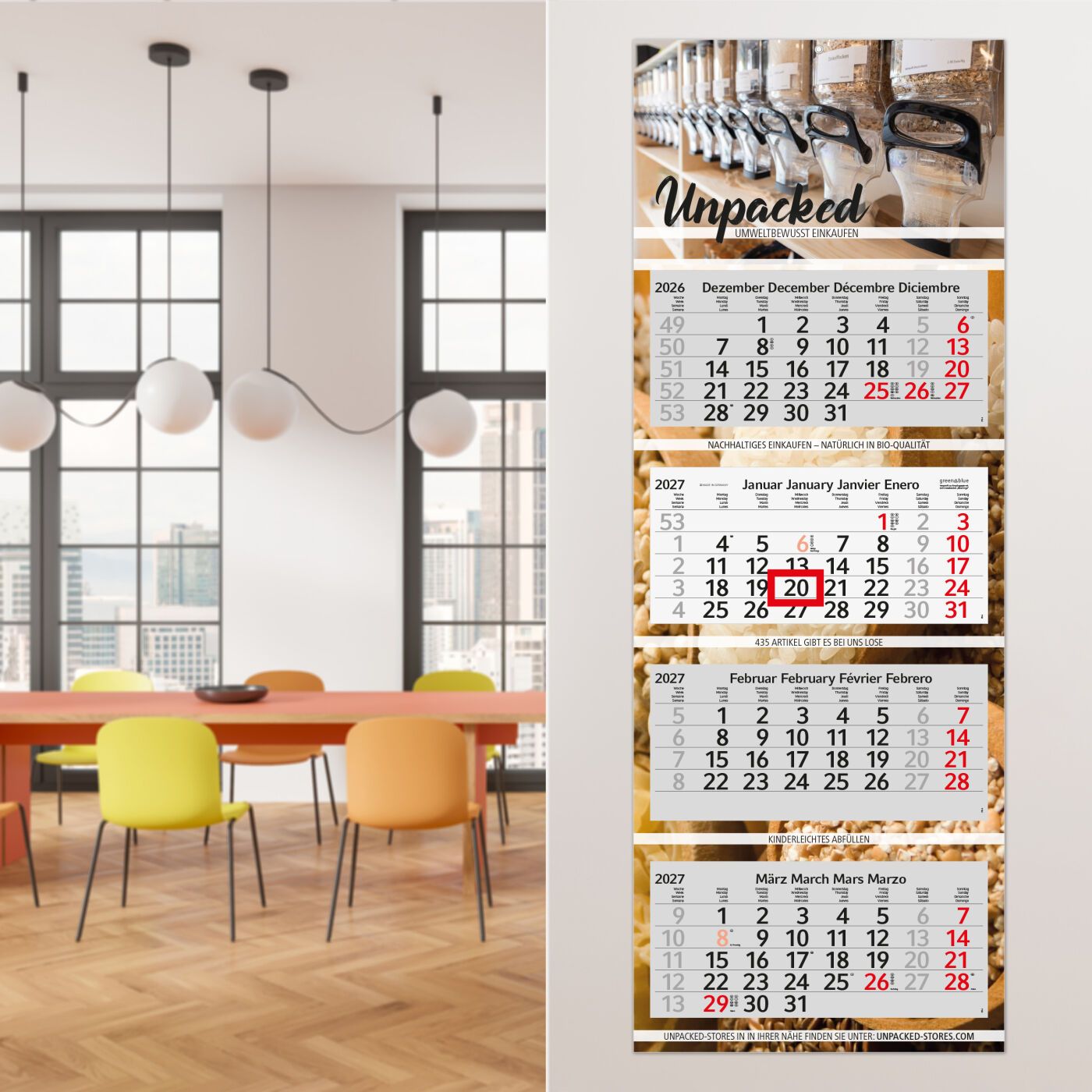 4-Monatskalender Mehrblock Profil 4 RECYCLING-376