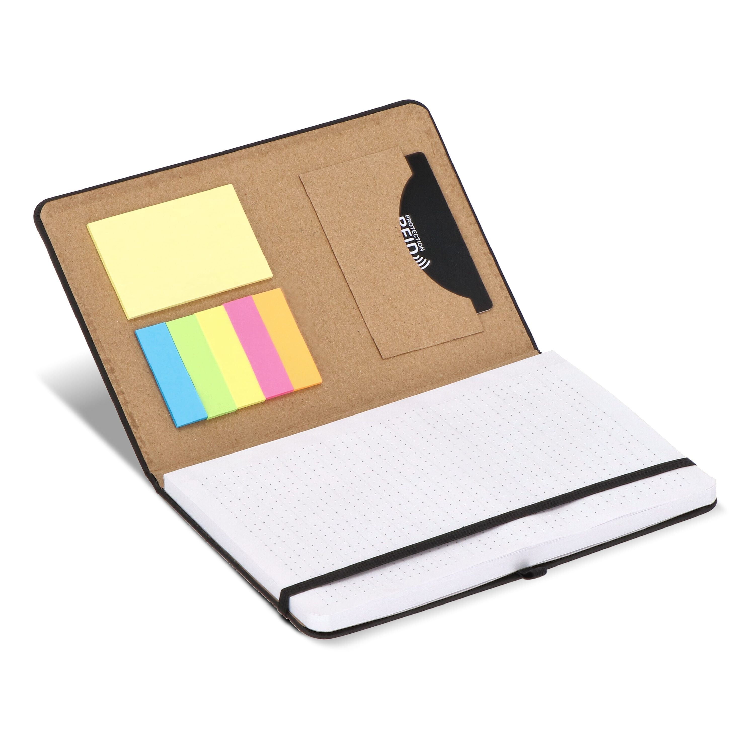 Notizbuch Olmo Hardcover PU A5 mit Haftnotizen - schwarz-346