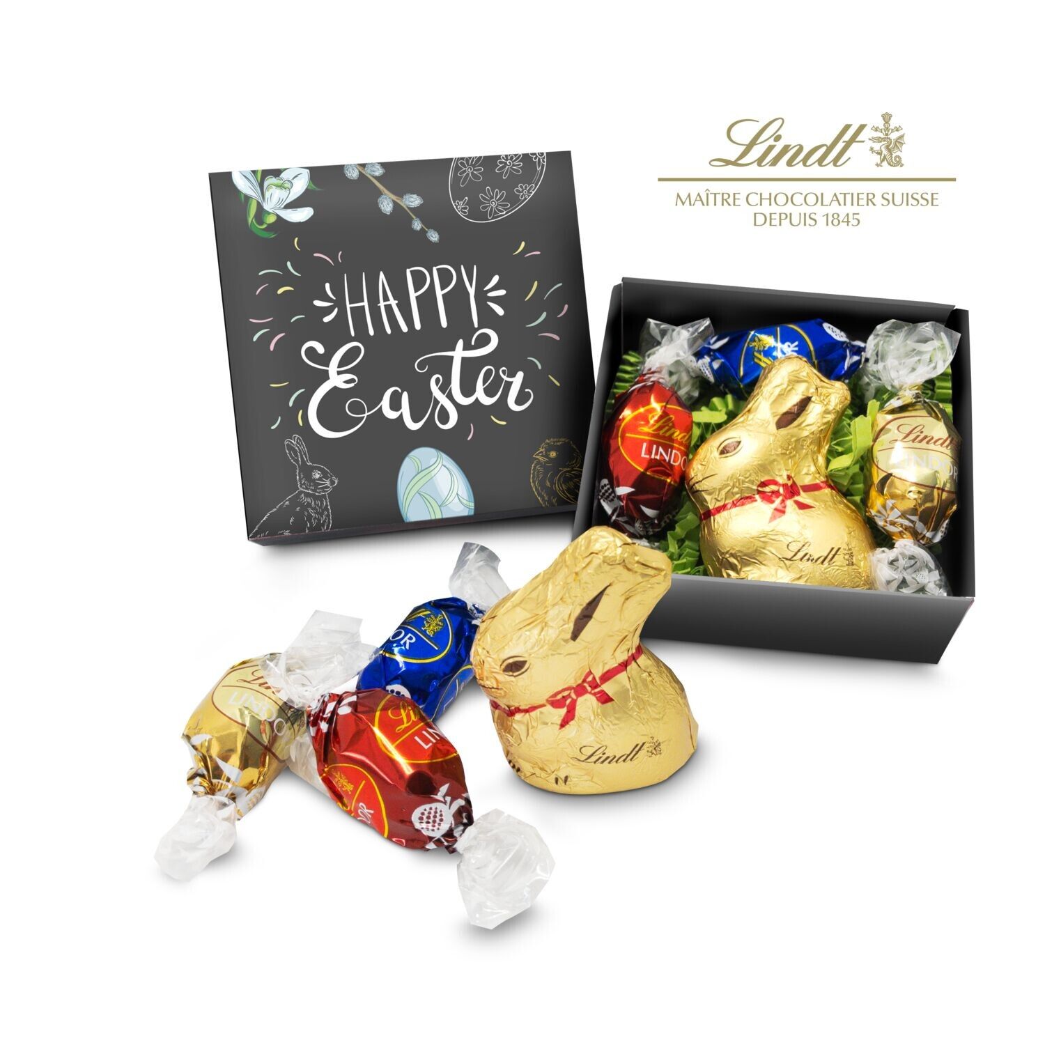 Lindt Osternest - Goldhase und 3 Lindor Mini-Eier, auch in individueller Schachtel-65