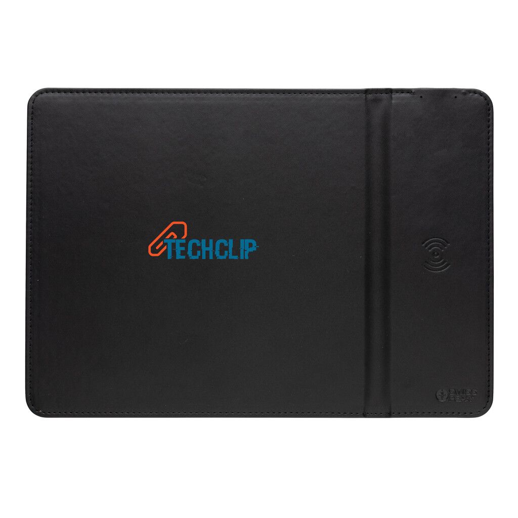 Swiss Peak RCS recyceltes 10W Wireless-Charging PU Mauspad - schwarz-287