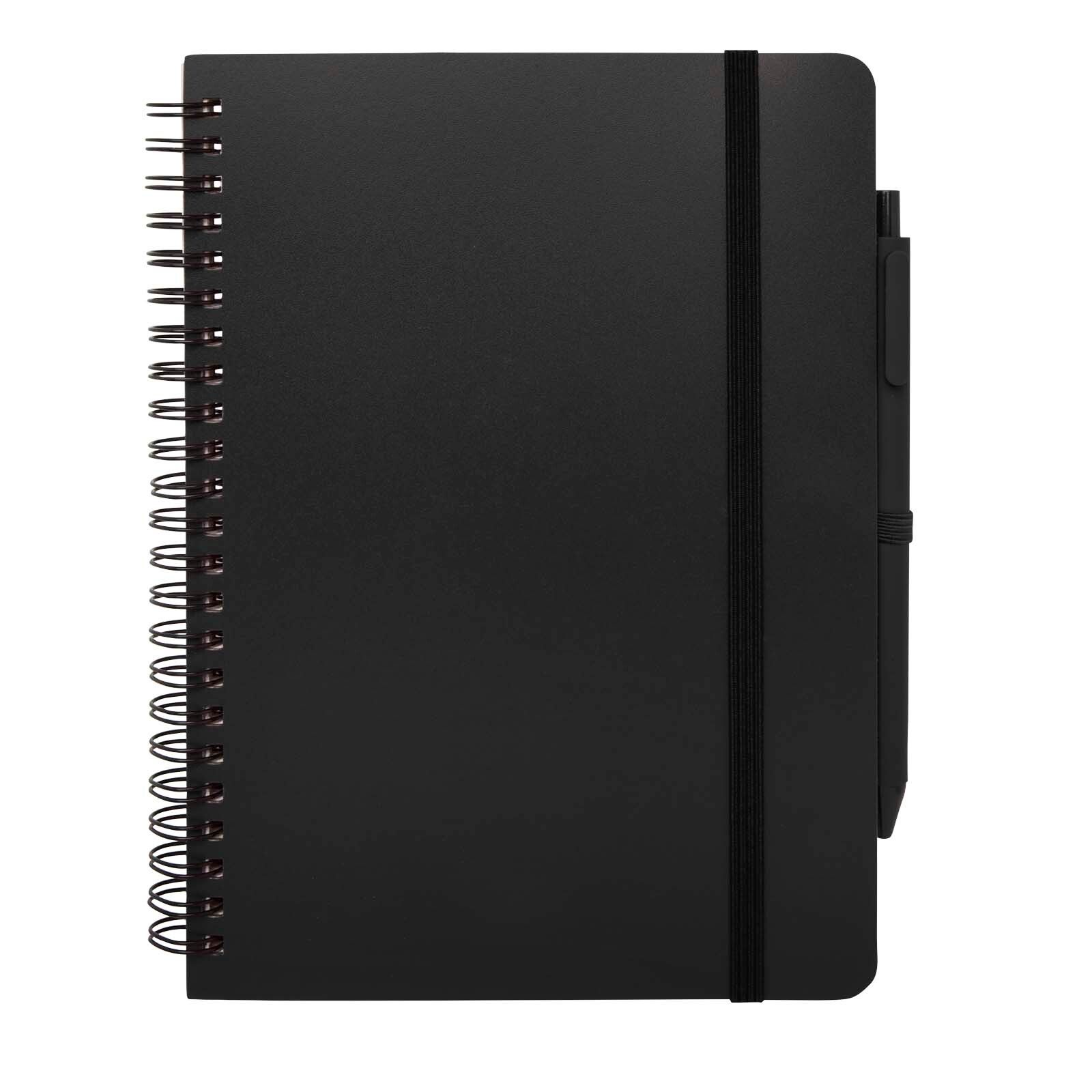 Thalaasa A5 Hardcover Notizbuch mit Kugelschreiber (schwarze Mine) - schwarz-420