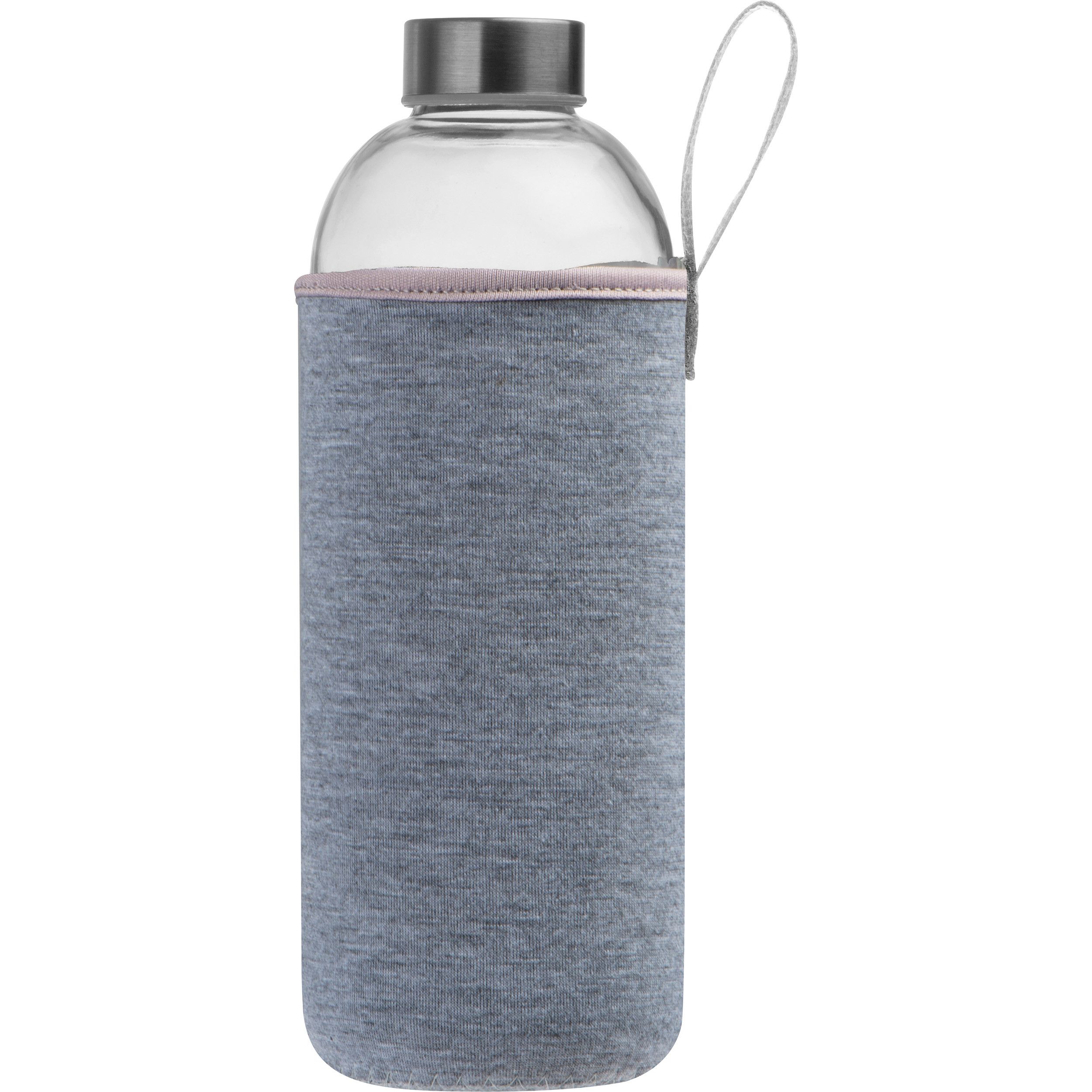 Trinkflasche aus Glas mit Neoprenüberzug, 1.000ml - silbergrau-318
