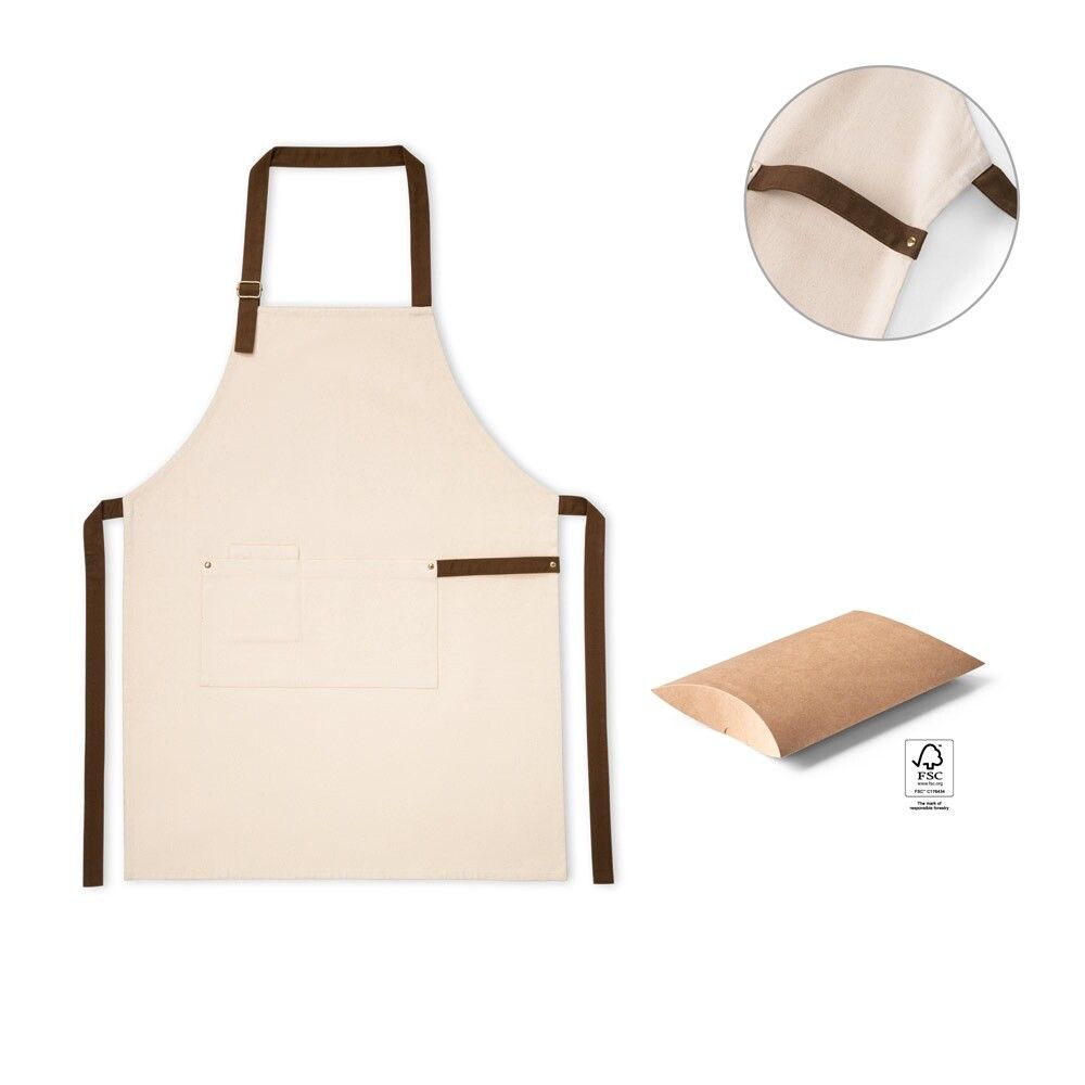 HOLM Schürze aus 100% Canvas-Baumwolle (320 g/m²) mit Metalldetails - naturhell-519
