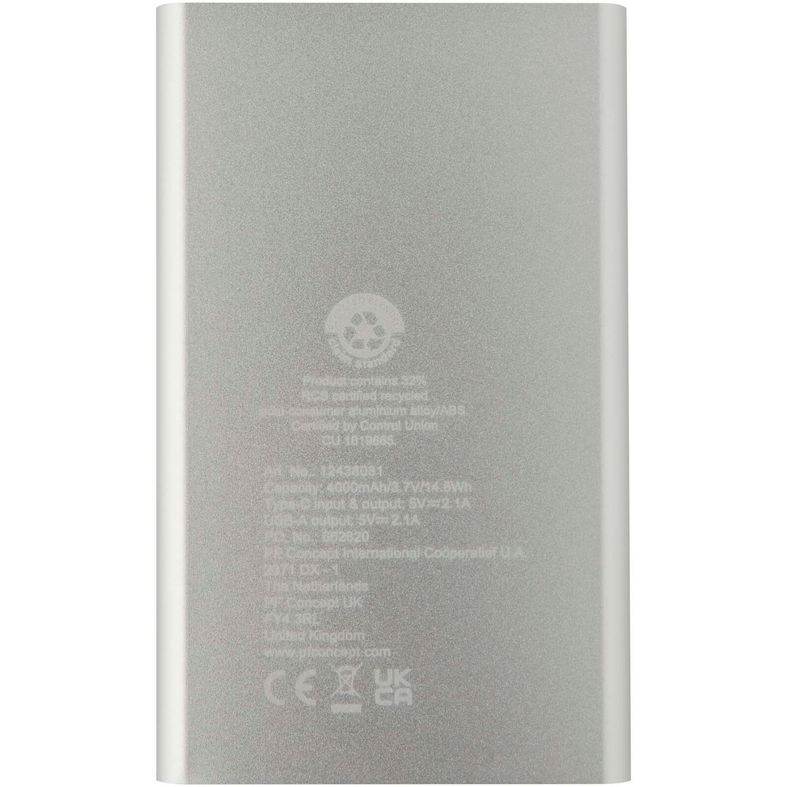 Pep 4000 mAh Type-C Powerbank aus recyceltem Aluminium  - silber-563