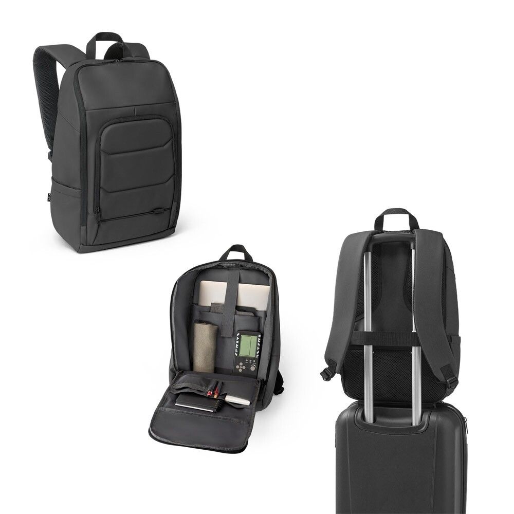 TOULON Notebook-Rucksack 600D Polyester,recycelt, wasserabweisend, 16" - schwarz-396