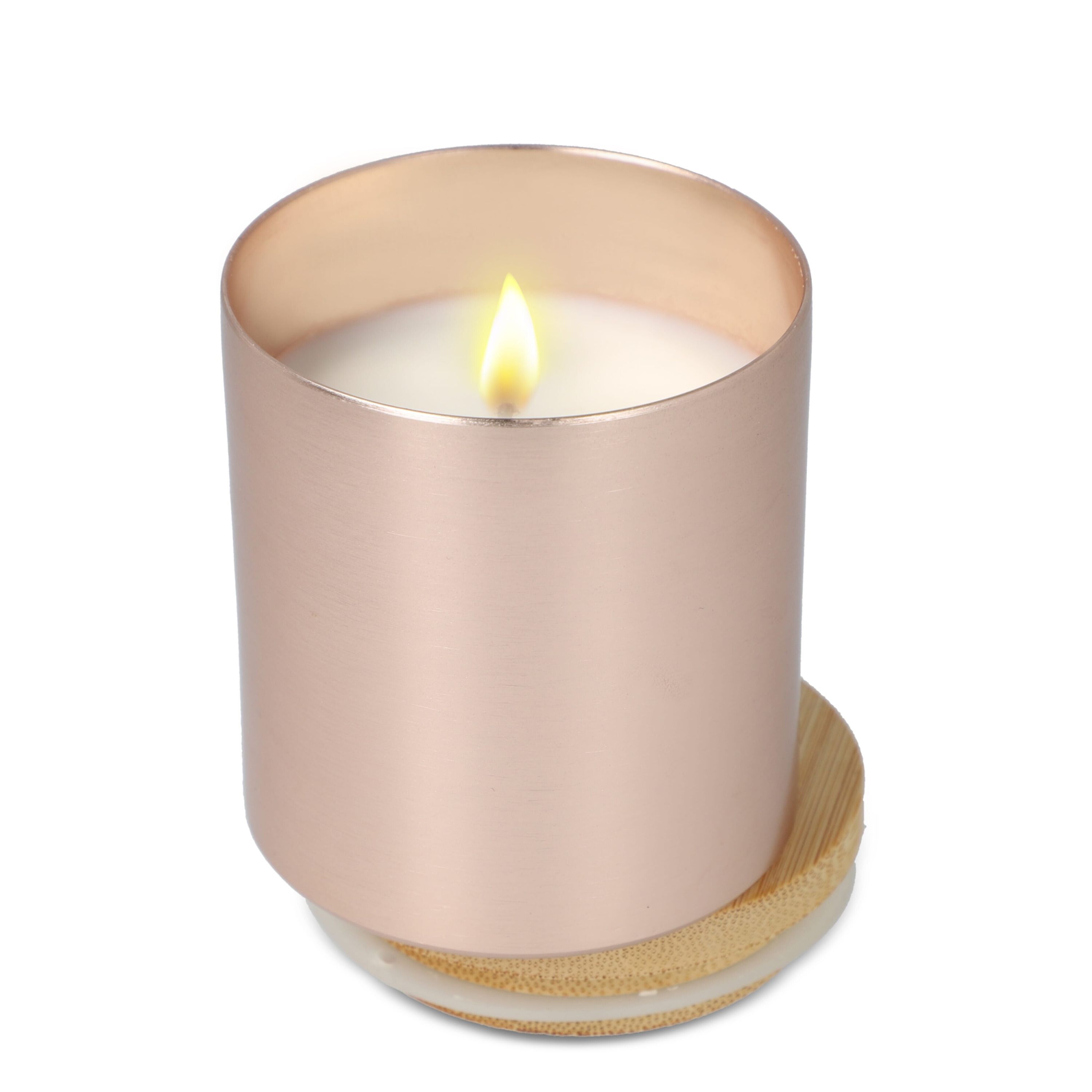 Bhakti-Duftkerze auf pflanzlicher Basis in recyceltem Aluminiumgefäß - rose gold-153