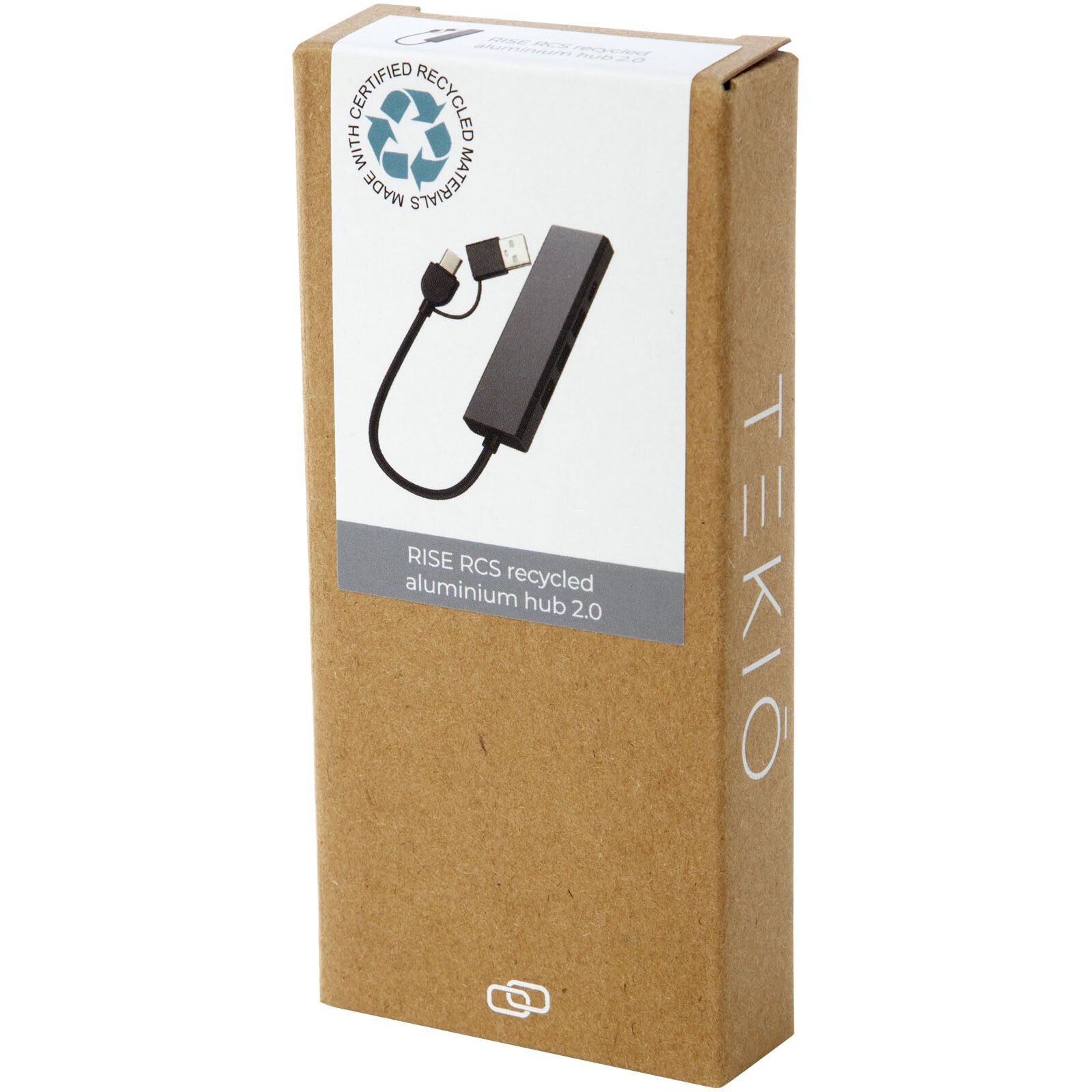 Rise USB 2.0 Hub aus recyceltem RCS Aluminium - schwarz-577