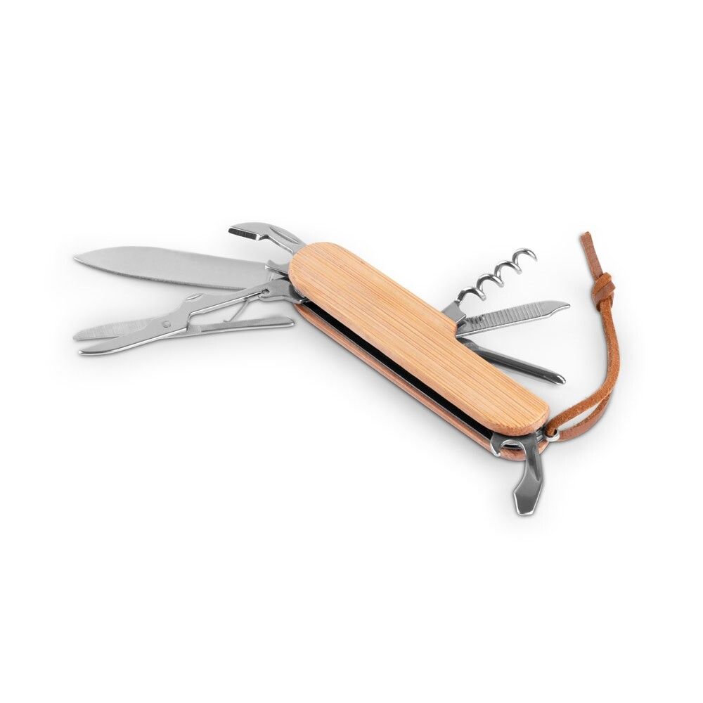 RYKER Multifunktionales Taschenmesser aus Bambus mit PU-Griff - natur-854