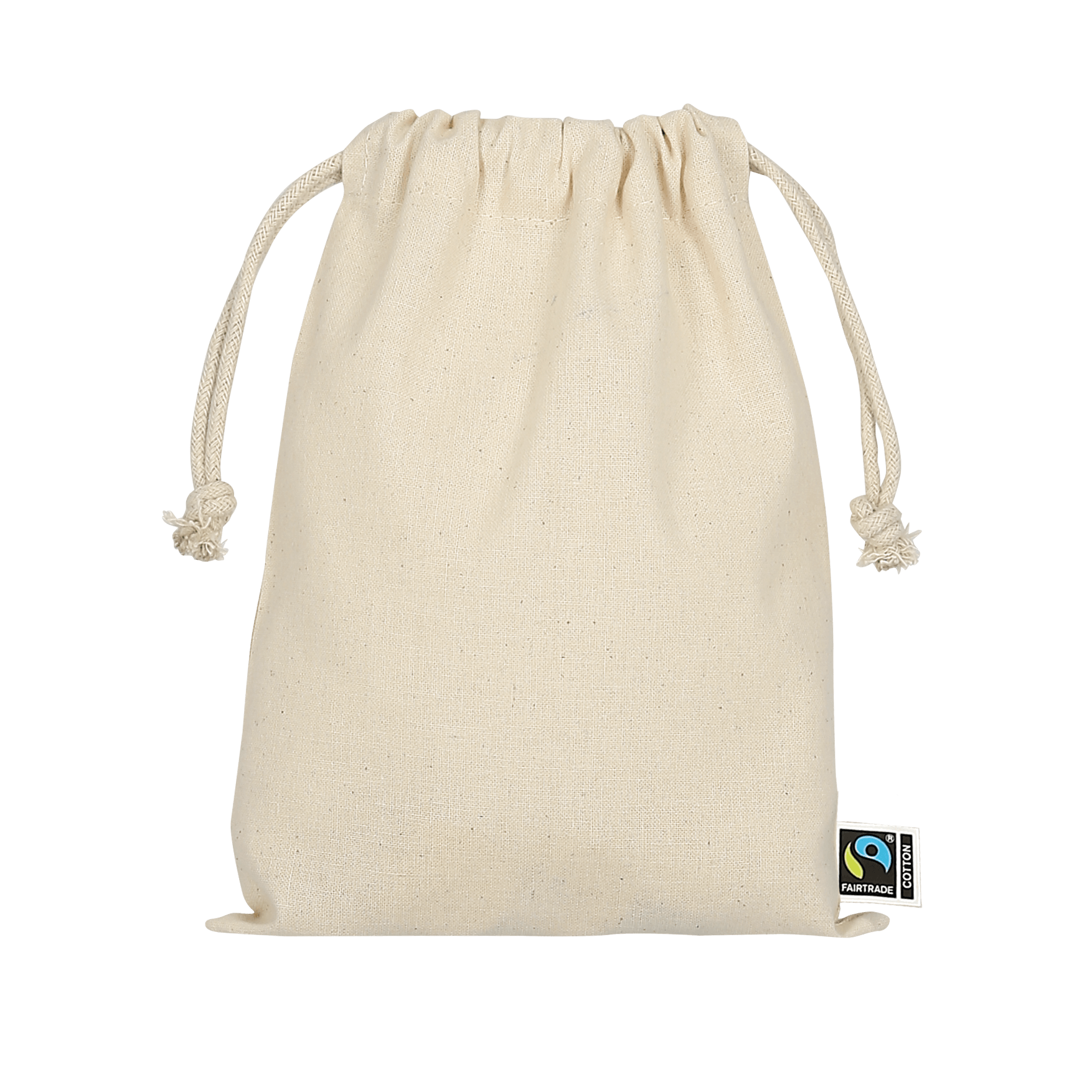 Zuziehbeutel aus Fairtrade Baumwolle, 15 x 20 cm - natur-159