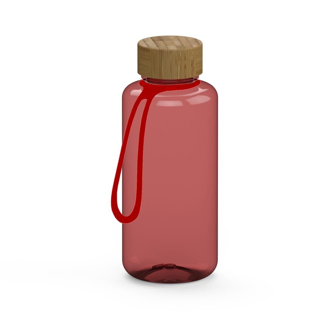 Trinkflasche Natural, 1,0 l, inkl. Strap - transparent-rot - rot-745