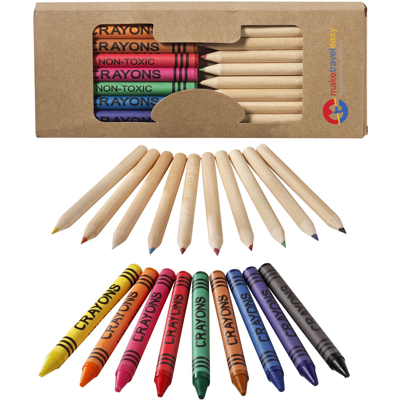 Lucky 19-teiliges Waxmal- und Buntstifte Set - natur-874