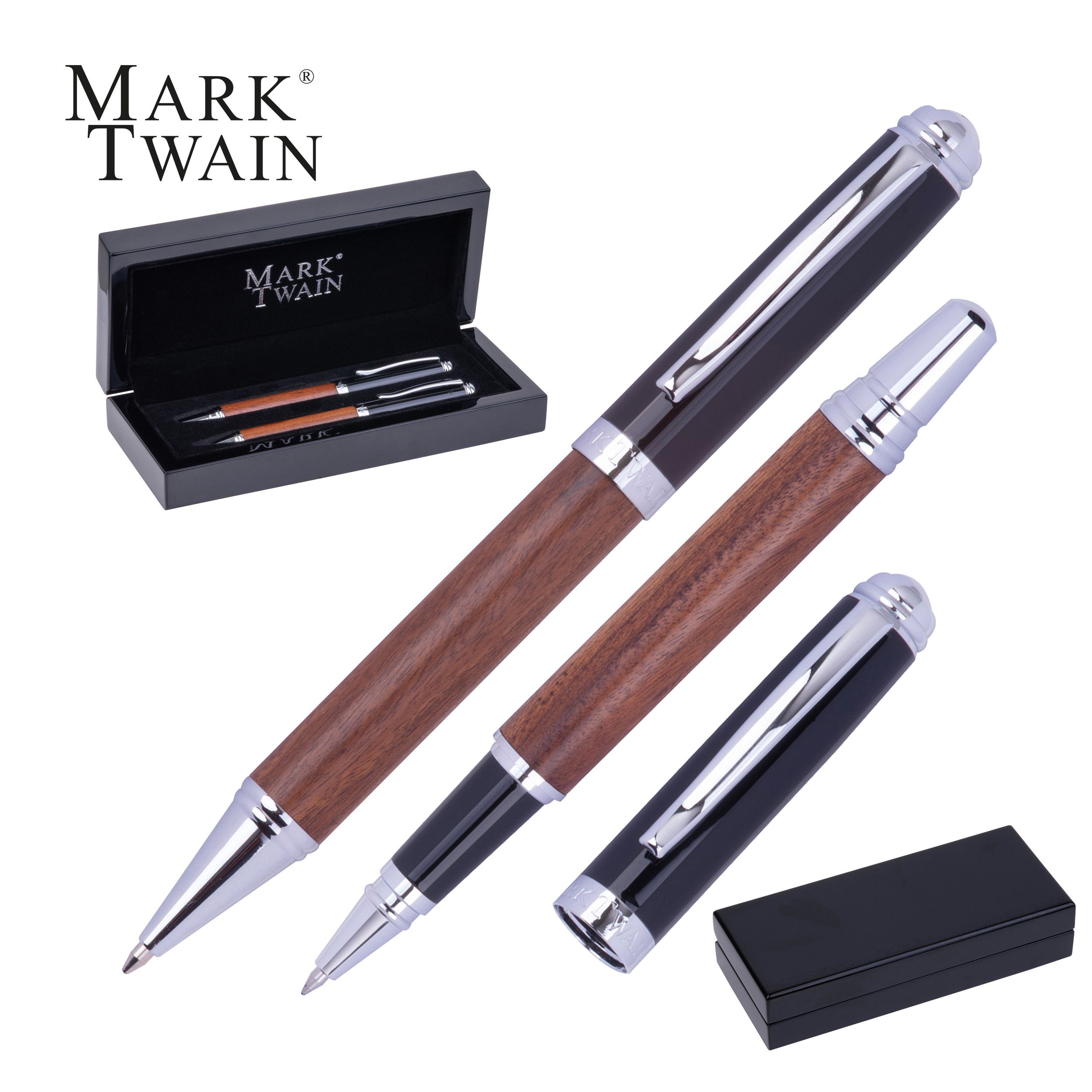Mark Twain Holz Schreibset LORENZO - beige-916
