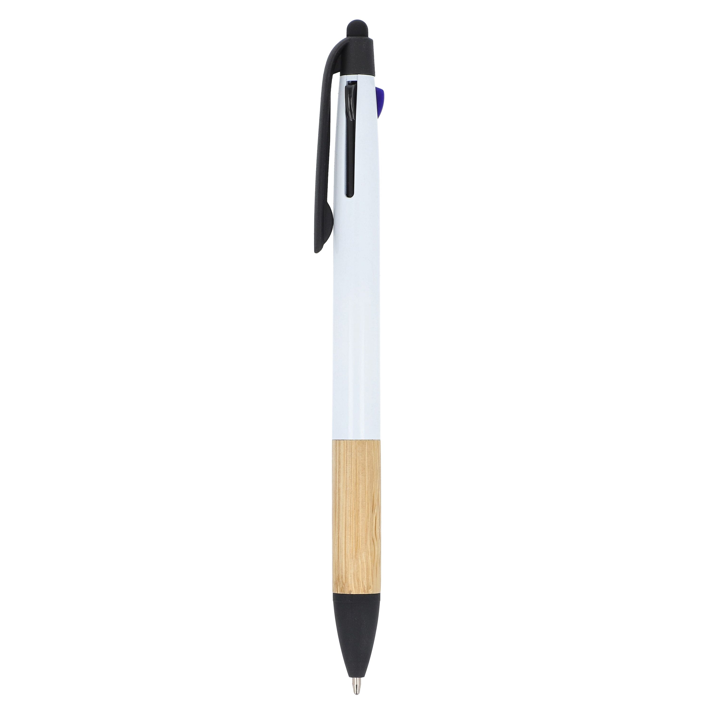 3-Farben-Stift mit Bambusgriff - weiss-903
