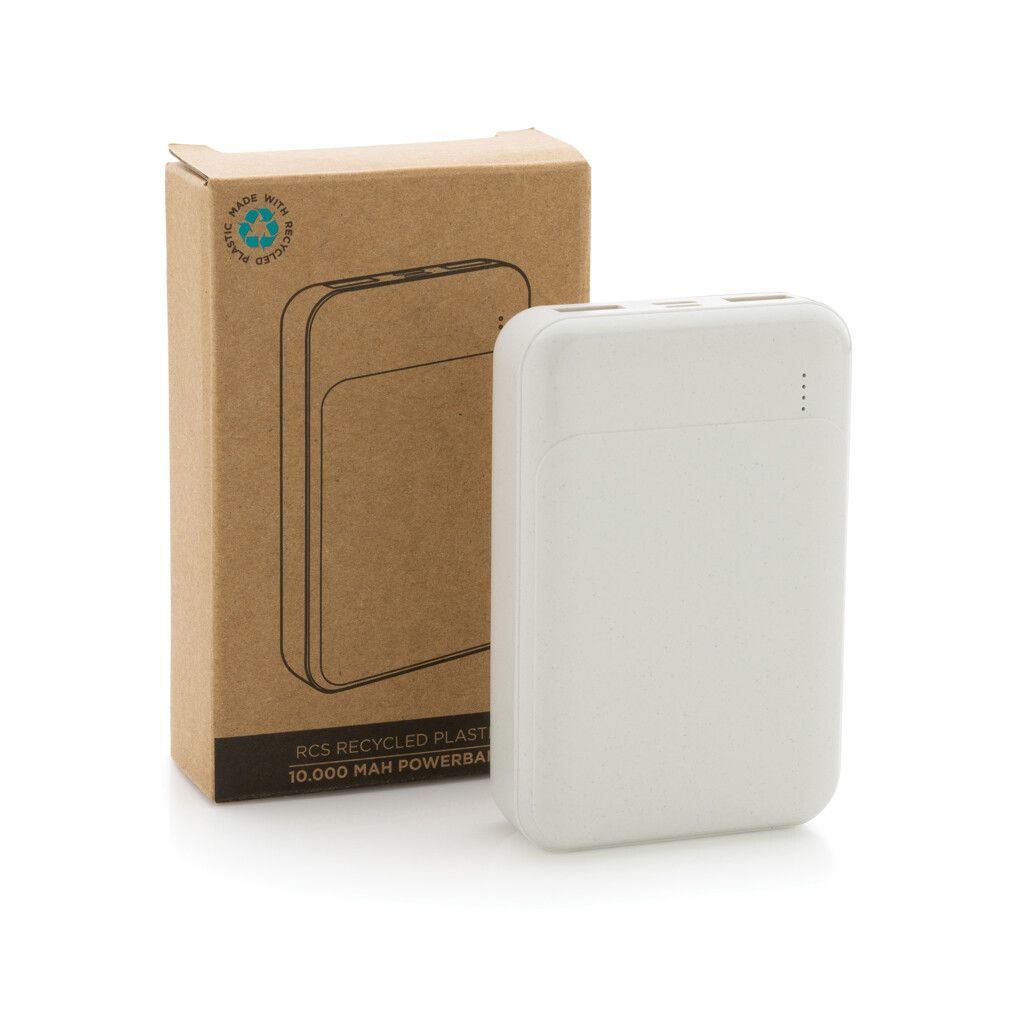 10.000 mAh Powerbank aus RCS Standard recyceltem Kunststoff - weiß-51