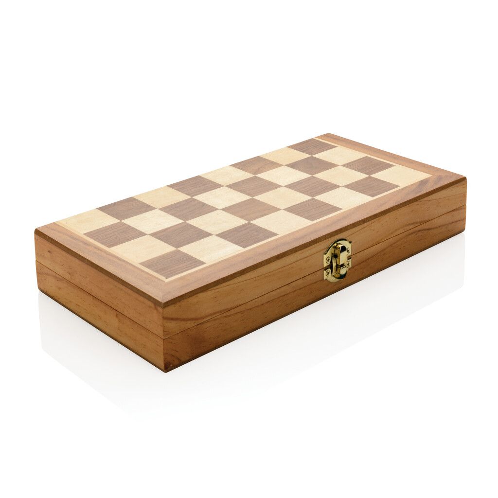 Faltbares Schachspiel aus Holz - braun-62