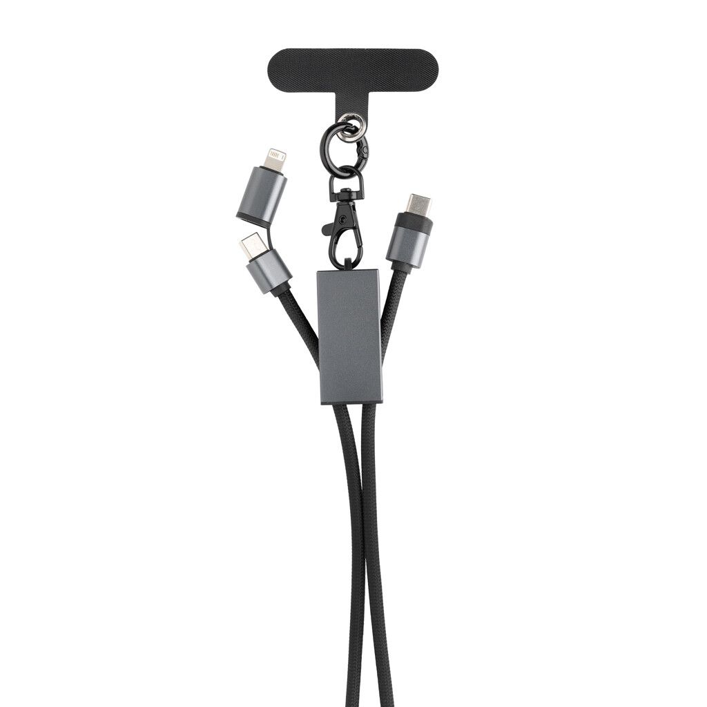 Terra 60Wduales Ladekabel aus RCS recyceltem PET mit Lanyard - grau-369