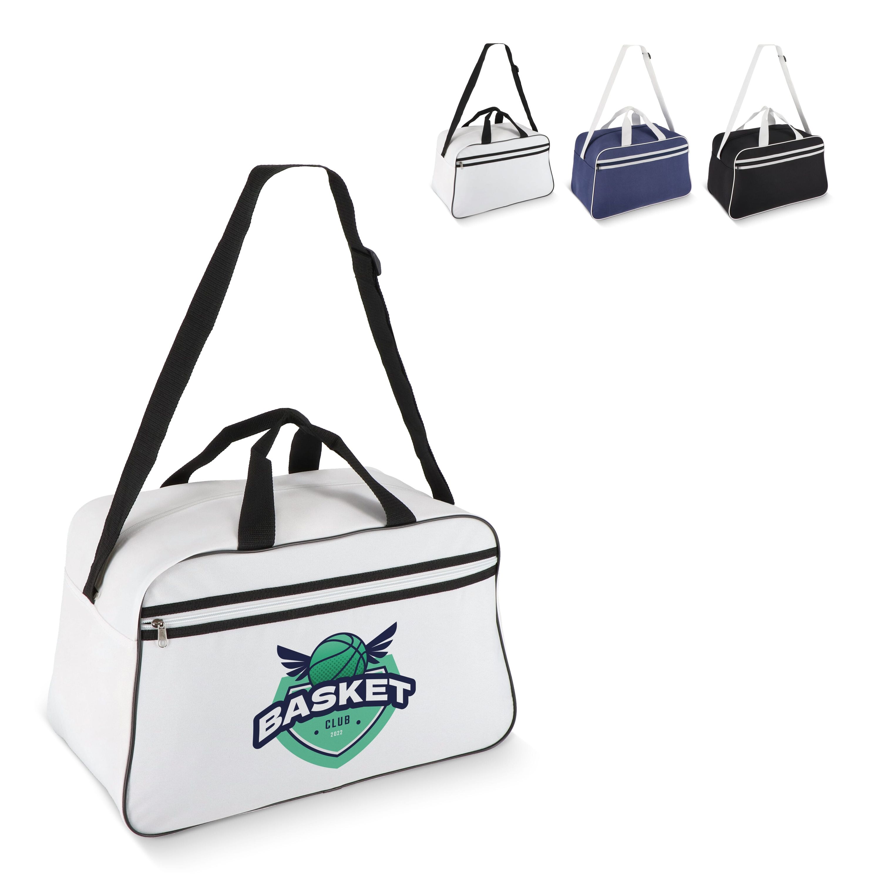 R-PET 600D Sport- und Reisetasche 48 x 25 x 28 cm 30 l - blau  -  weiss-454