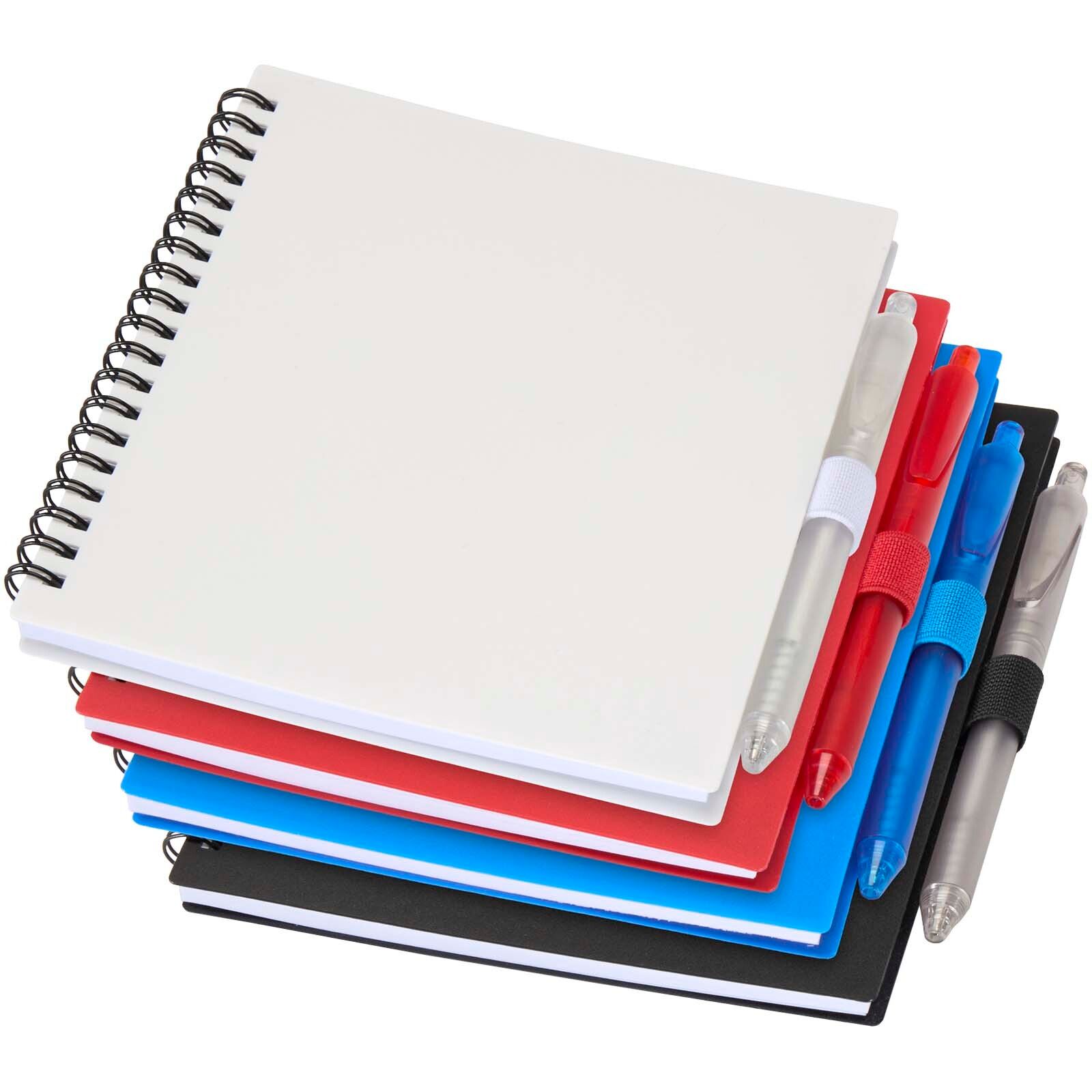 Niove Softcover Notizbuch aus recyceltem Kunststoff mit Kugelschreiber (blaue Mine) - weiss-316