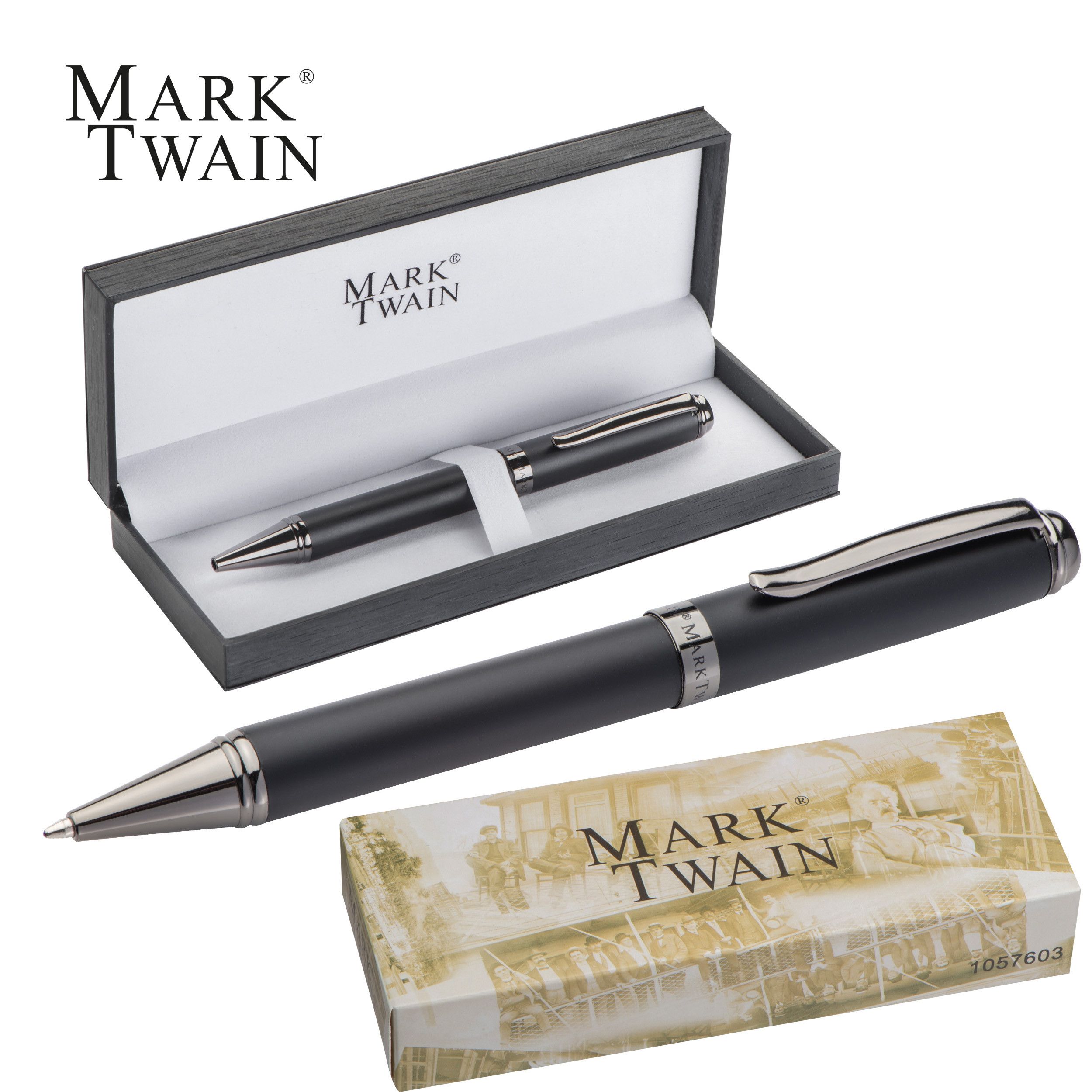 Mark Twain Kugelschreiber aus Metall - schwarz-716