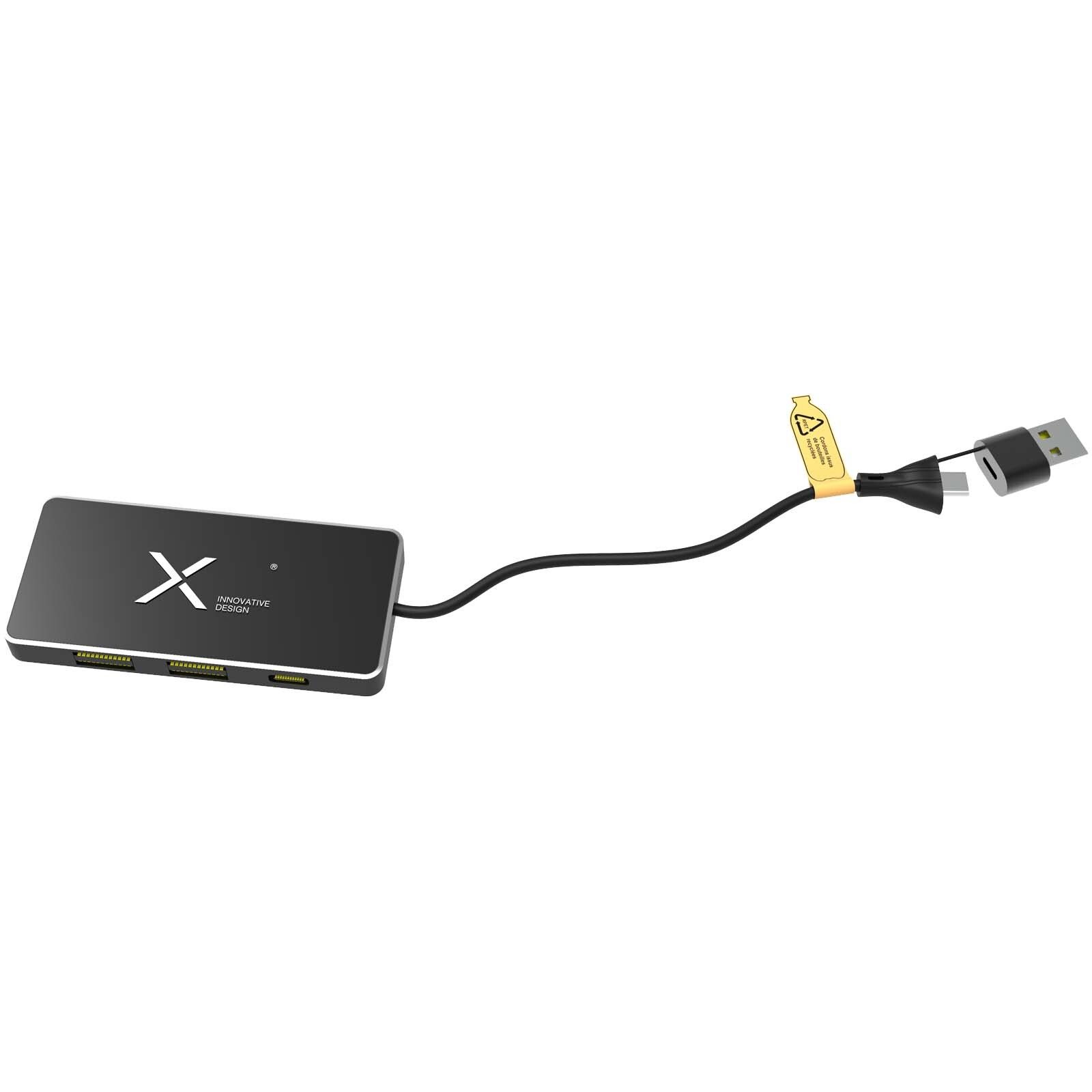 SCX.design H20 8-in-1 USB-Hub mit dualem Eingang und 6 Ports und Leuchtlogo - schwarz-556