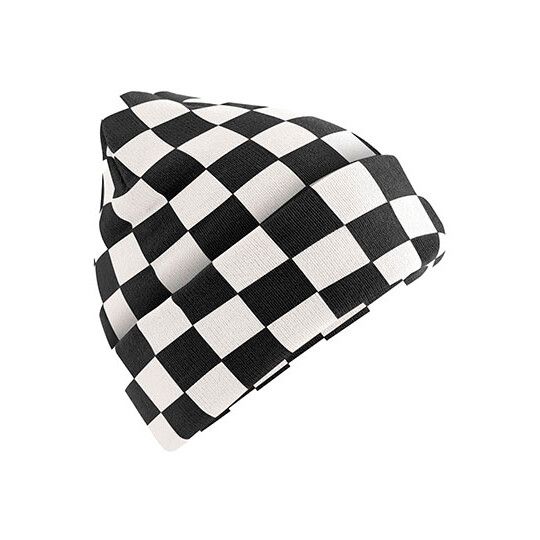Checkerboard Beanie - black - soft white-95