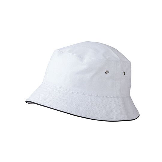 Fisherman Piping Hat - white - navy-284
