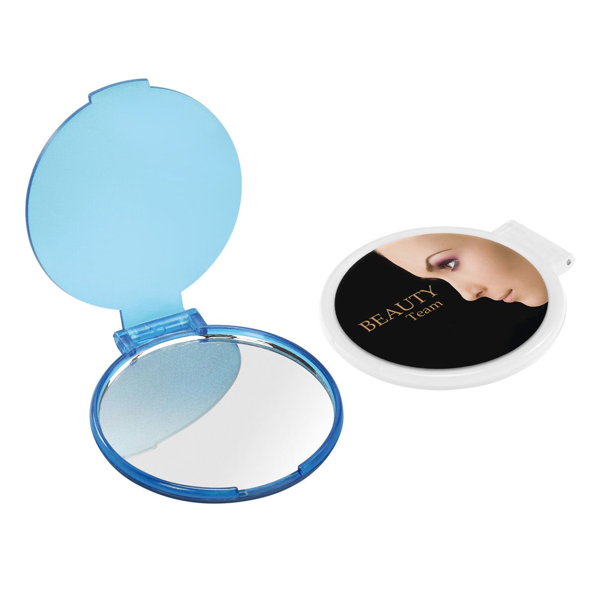 Taschenspiegel, rund - rot - transparent-438