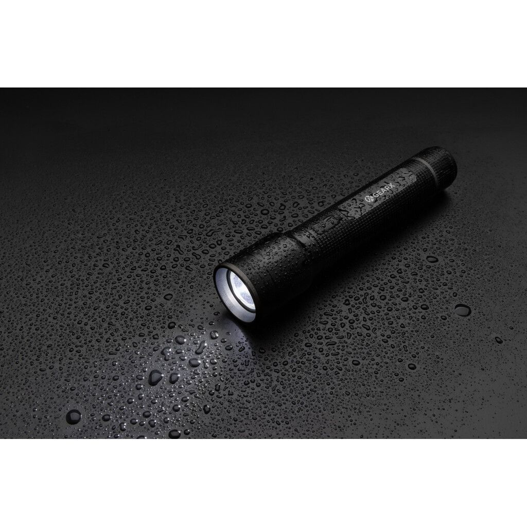 Große Gear X Taschenlampe aus RCS recycelt. Alu mit USB-Akku - schwarz-892