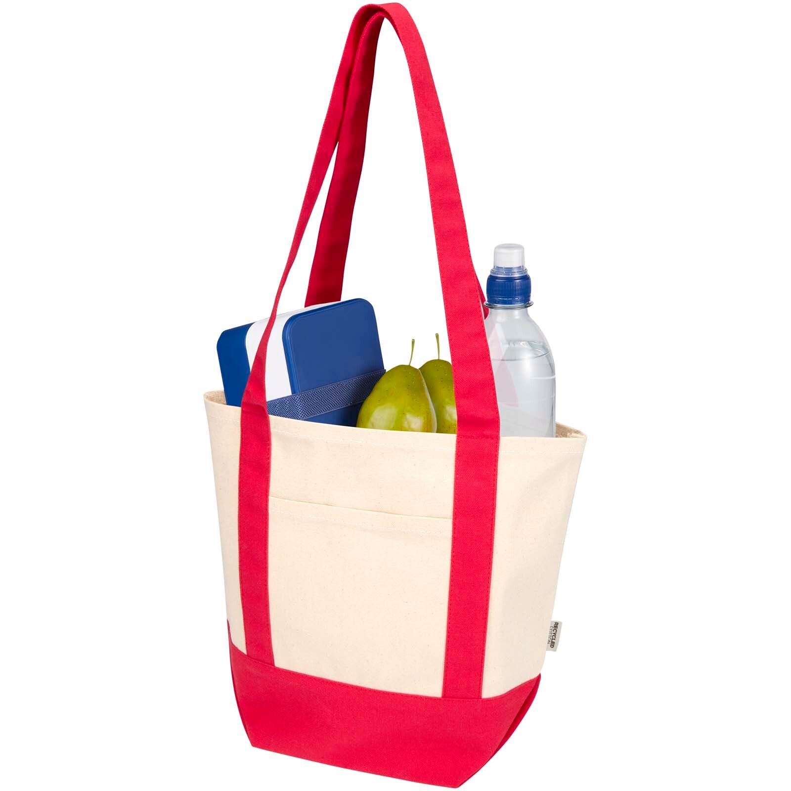 Sam 320 g/m² Mini-Tragetasche aus GRS recycelter Baumwolle - rot -  natur-348