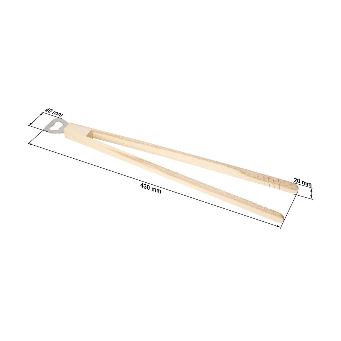 Holz-Grillzange Opener mit Kapselheber, 43 cm - natur-726