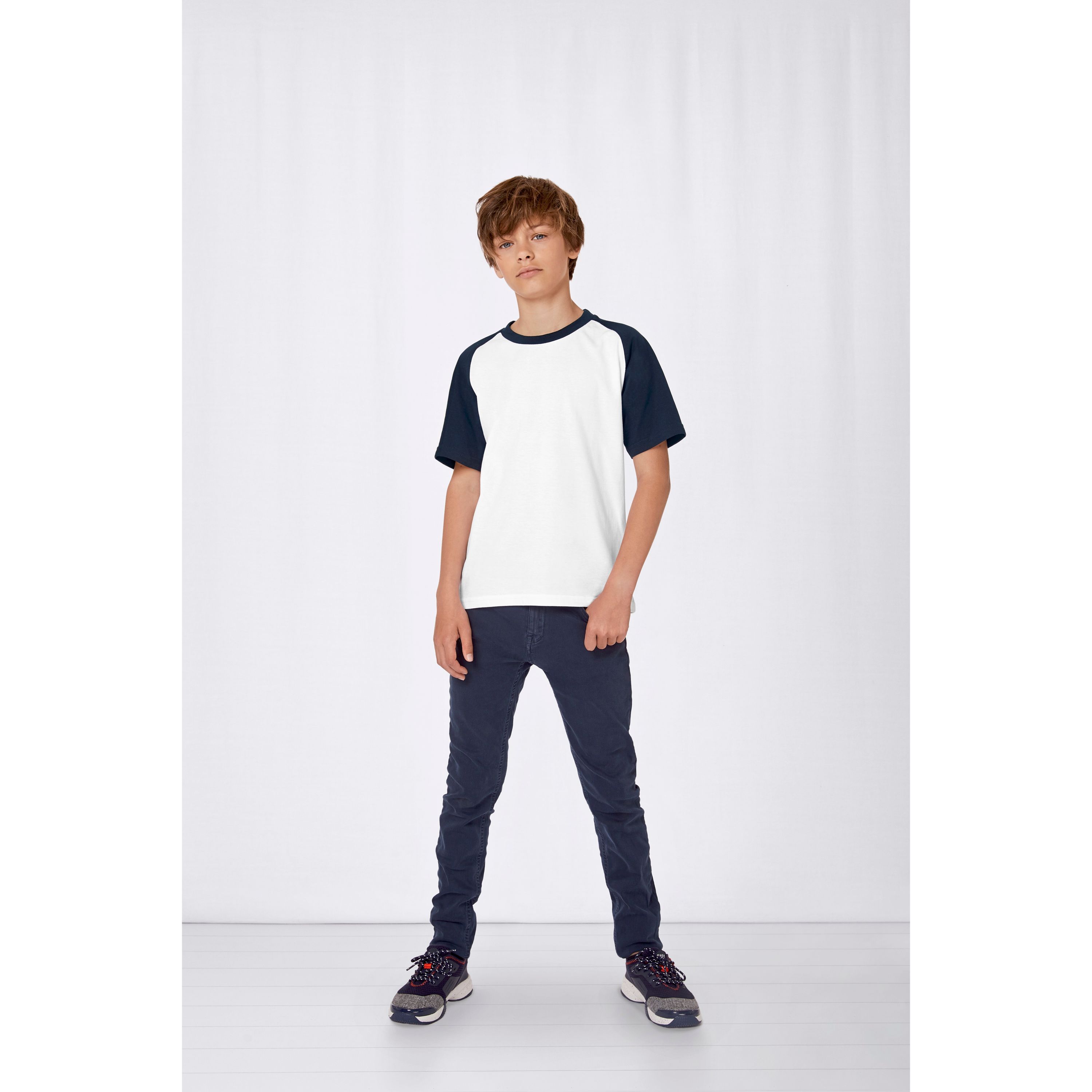 Kids´ T-Shirt Base-Ball - white - navy - 12/14 (152/164)-406