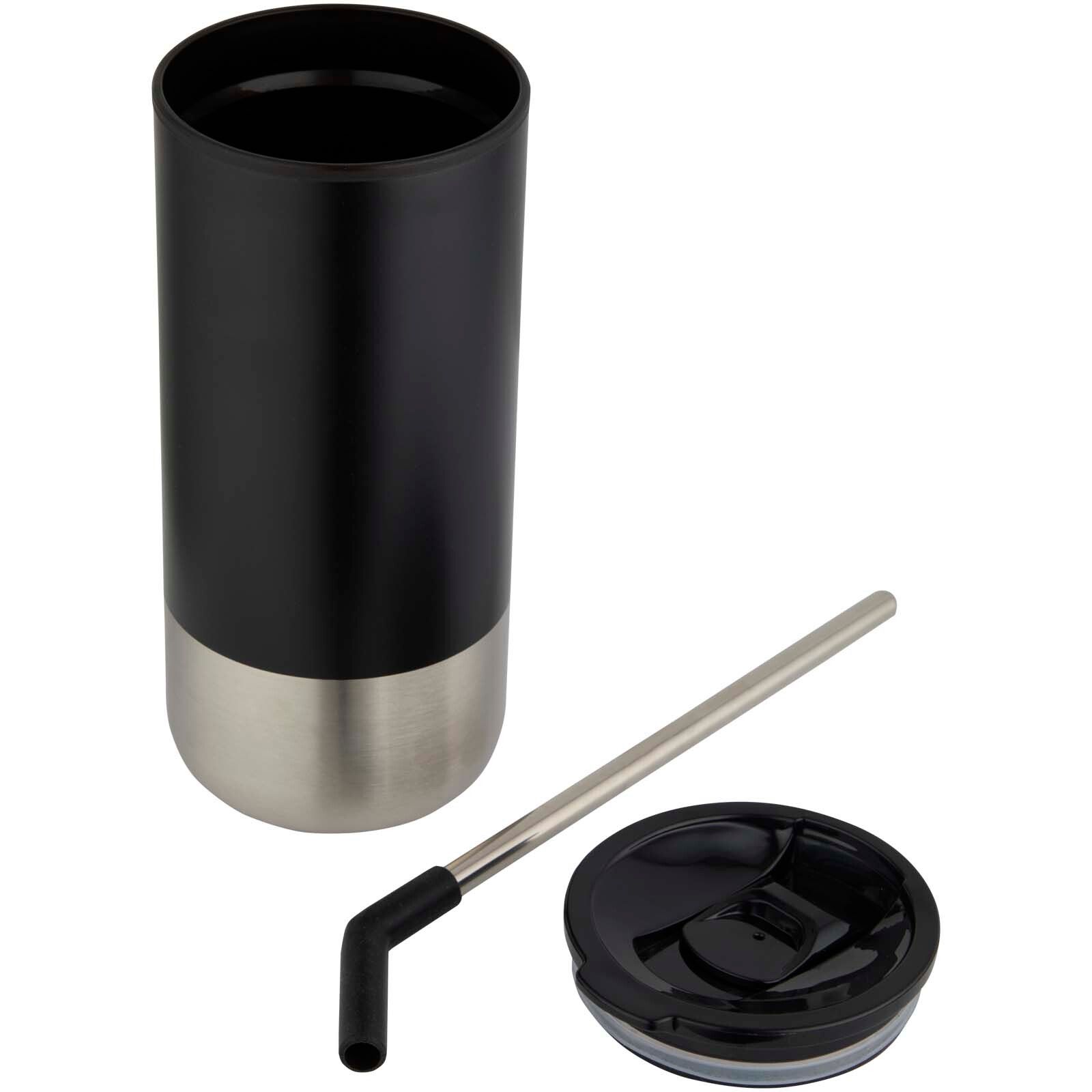 Grayson 480 ml RCS recycelter Isolierbecher mit Trinkhalm - schwarz-511
