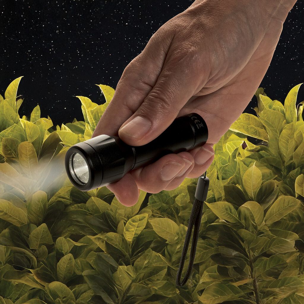 Flara USB-aufladbare Taschenlampe aus RCS recyceltem ABS - schwarz-342