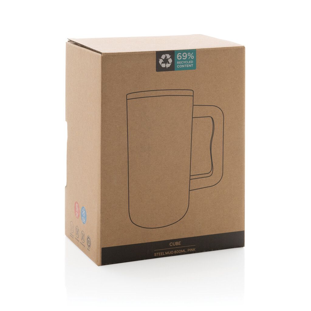 Cube Becher aus RCS recyceltem Stahl 800ml - rosa-680