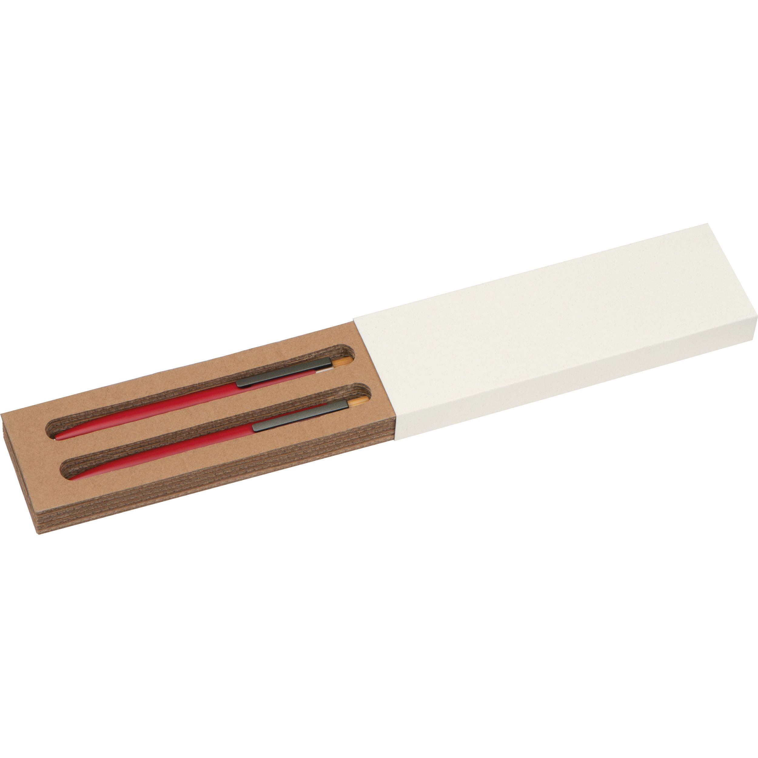 Schreibset mit Kugelschreiber und Druckbleistift aus recyceltem Aluminium  - rot-719