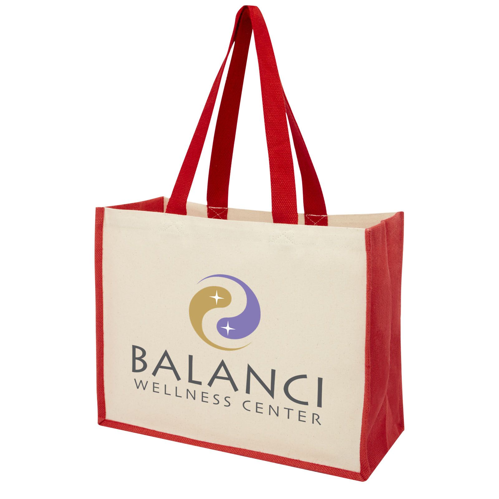 Varai 320 g/m Canvas und Jute Einkaufstasche 23L - rot-503