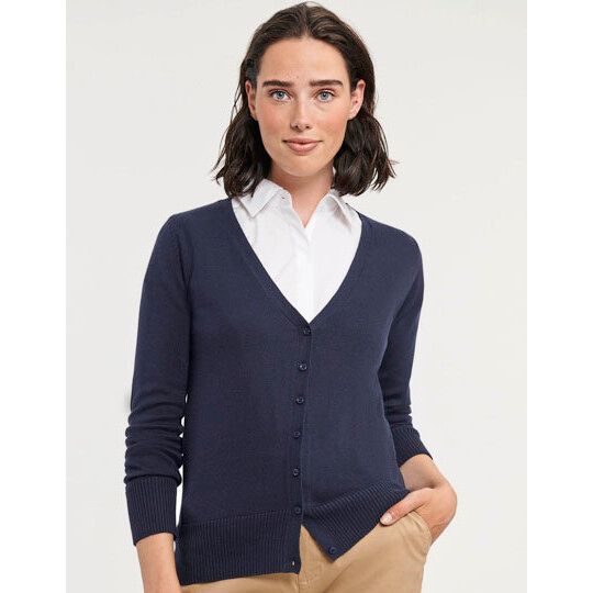 Ladies´ V-Neck Knitted Cardigan - charcoal marl-393