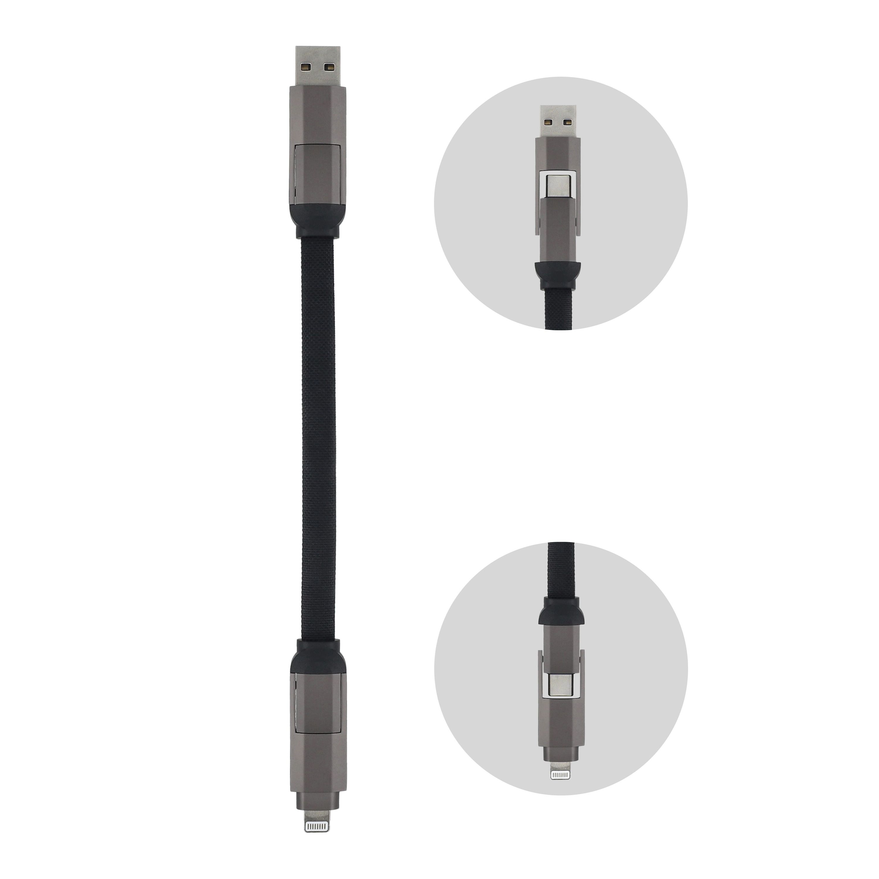 Multifunktionales 4-in-1 Kabel Schlüsselanhänger Größe 60 W - schwarz-662