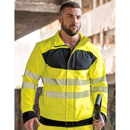 EOS Hi-Vis Workwear Softshell Jacket With Printing Area - signal yellow - black-243