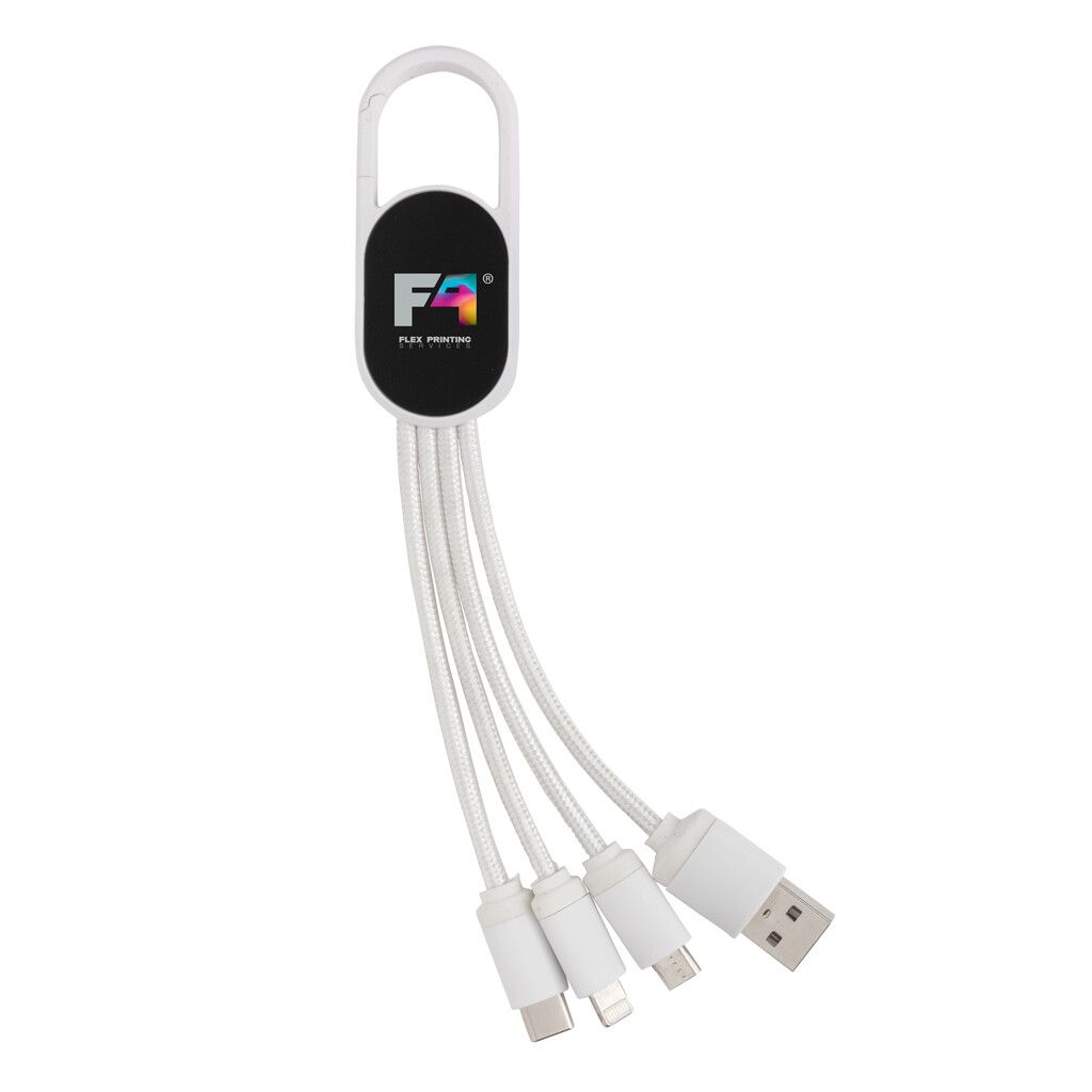 4-in-1 Kabel mit Karabiner-Clip - weiß-928