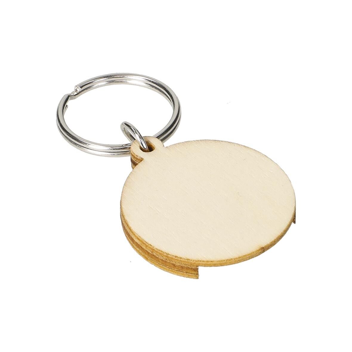 Holzchip-Schlüsselanhänger Round - natur-258